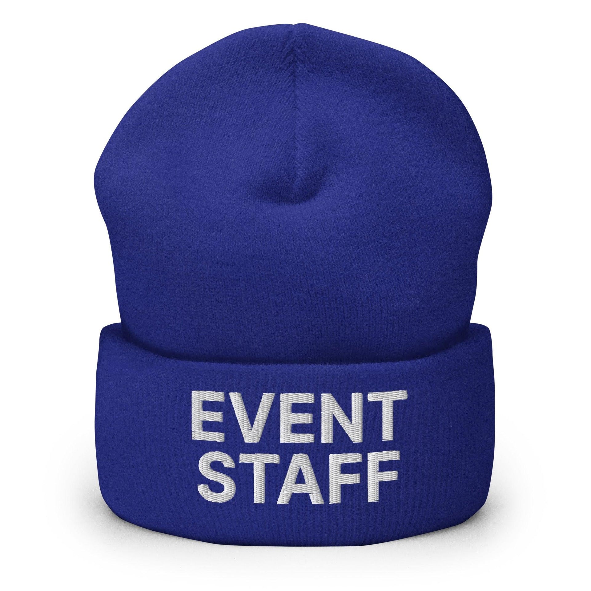 Event Staff Uniform Work Embroidered Knit Cuffed Beanie Royal Beanies Capital Crowns Work