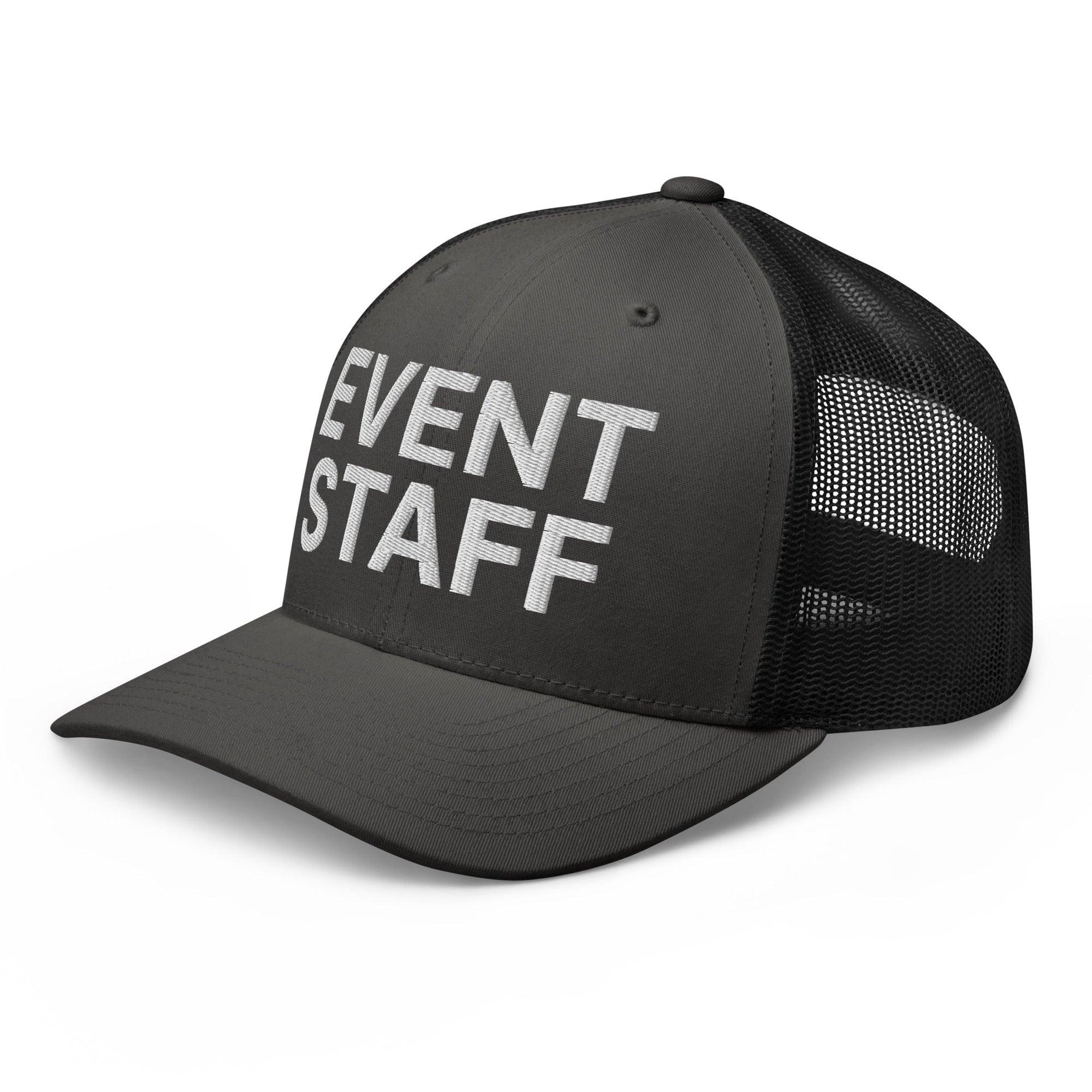 Event Staff Work Block Embroidered Mesh Trucker Hat Capital Crowns Trucker Hats Work