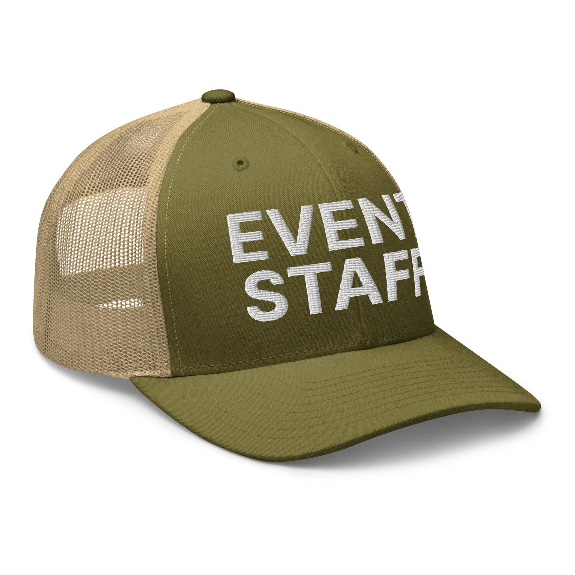 Event Staff Work Block Embroidered Mesh Trucker Hat Capital Crowns Trucker Hats Work