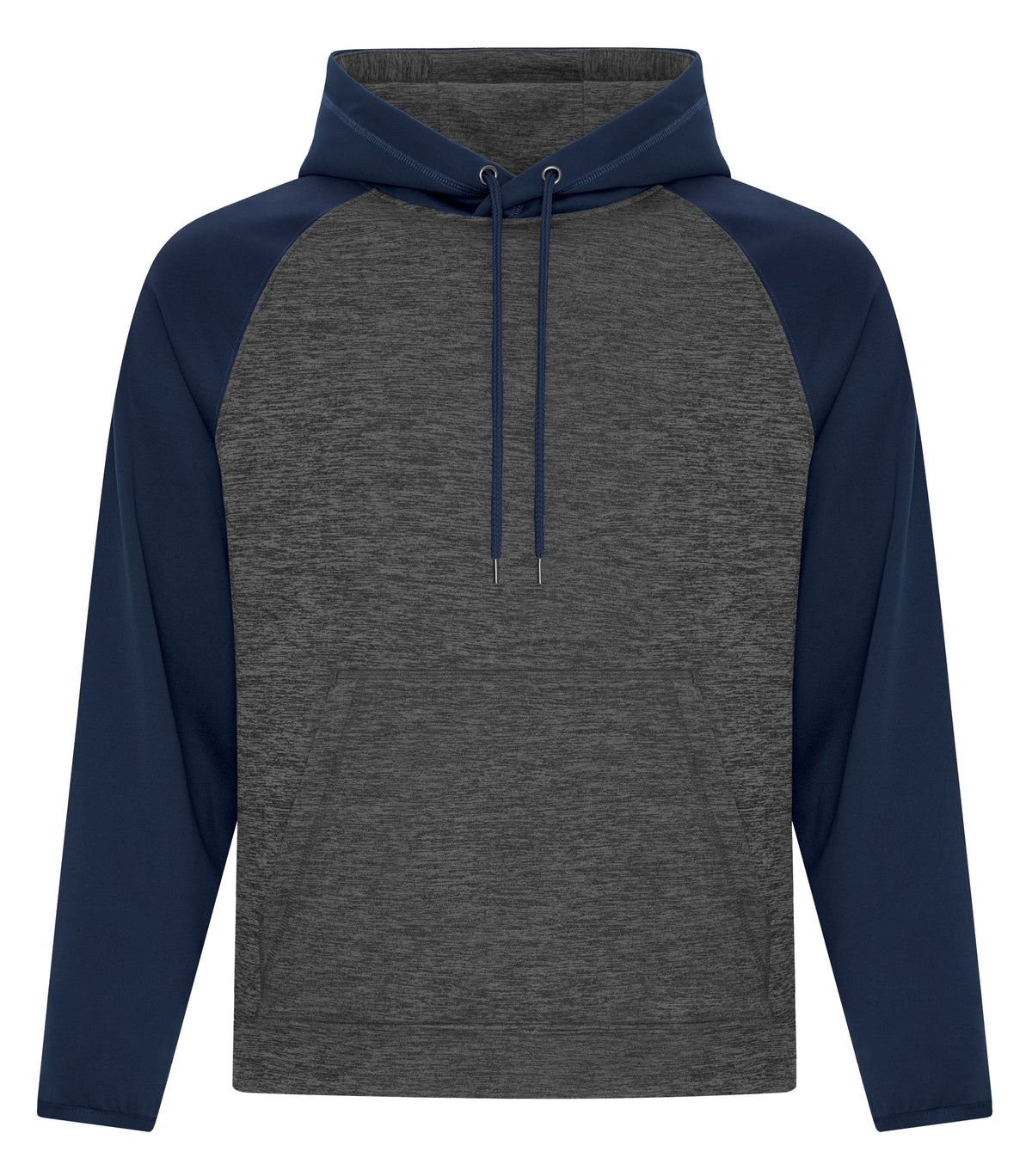 ATC F2047, Dynamic Heather Fleece Two Tone Hoodie, Charcoal Dynamic/True Navy