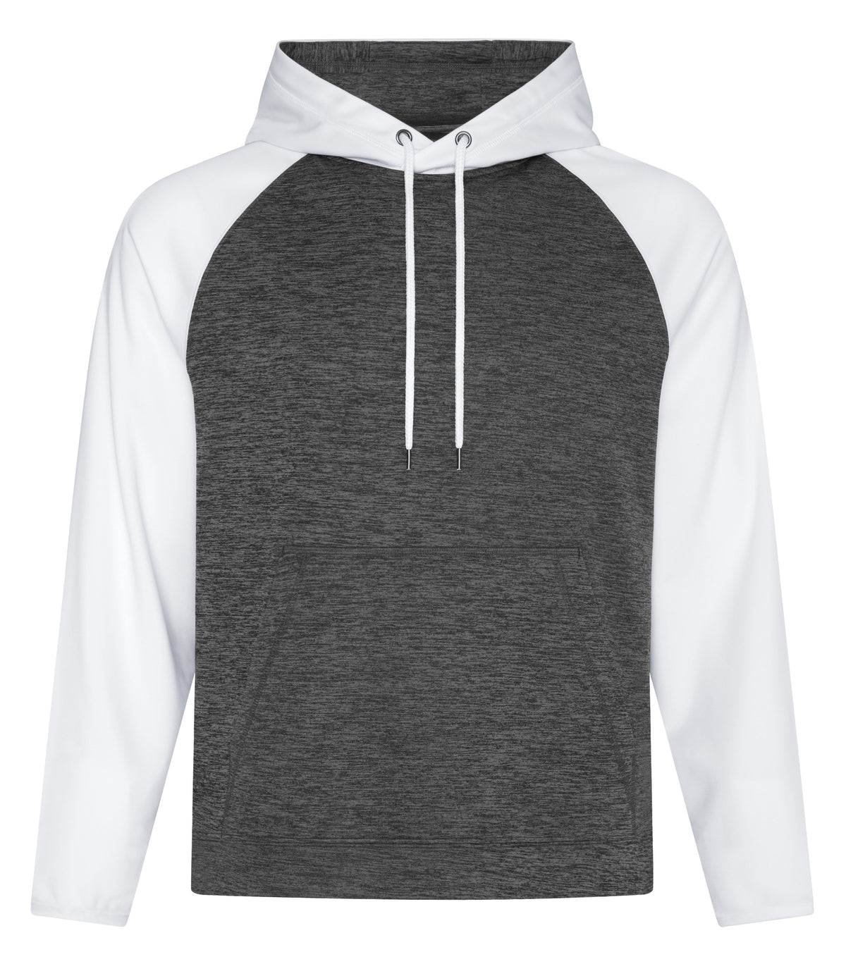 ATC F2047, Dynamic Heather Fleece Two Tone Hoodie, Charcoal Dynamic/White
