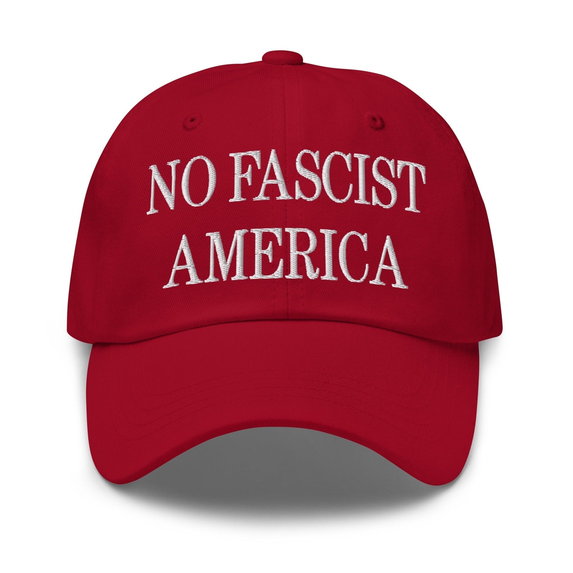 No Fascist America Embroidered Unstructured Dad Hat Cranberry Capital Crowns Dad Hats Liberal