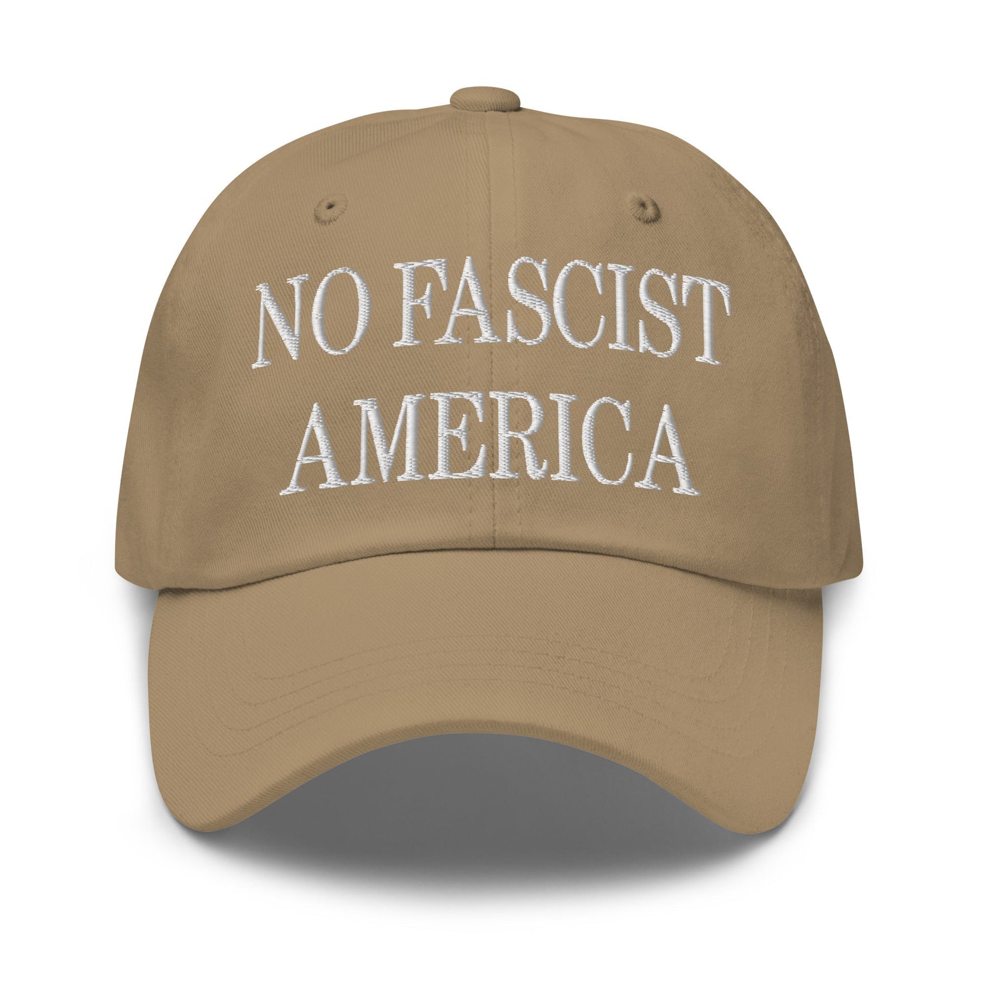 No Fascist America Embroidered Unstructured Dad Hat Khaki Capital Crowns Dad Hats Liberal