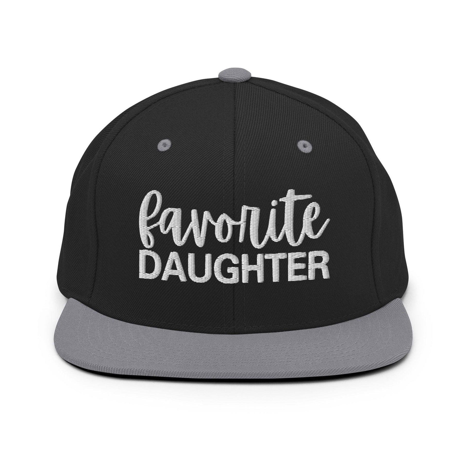 Favorite Daughter Embroidered Flat Bill Brim Snapback Hat Black Silver Capital Crowns Funny Snapback Hats