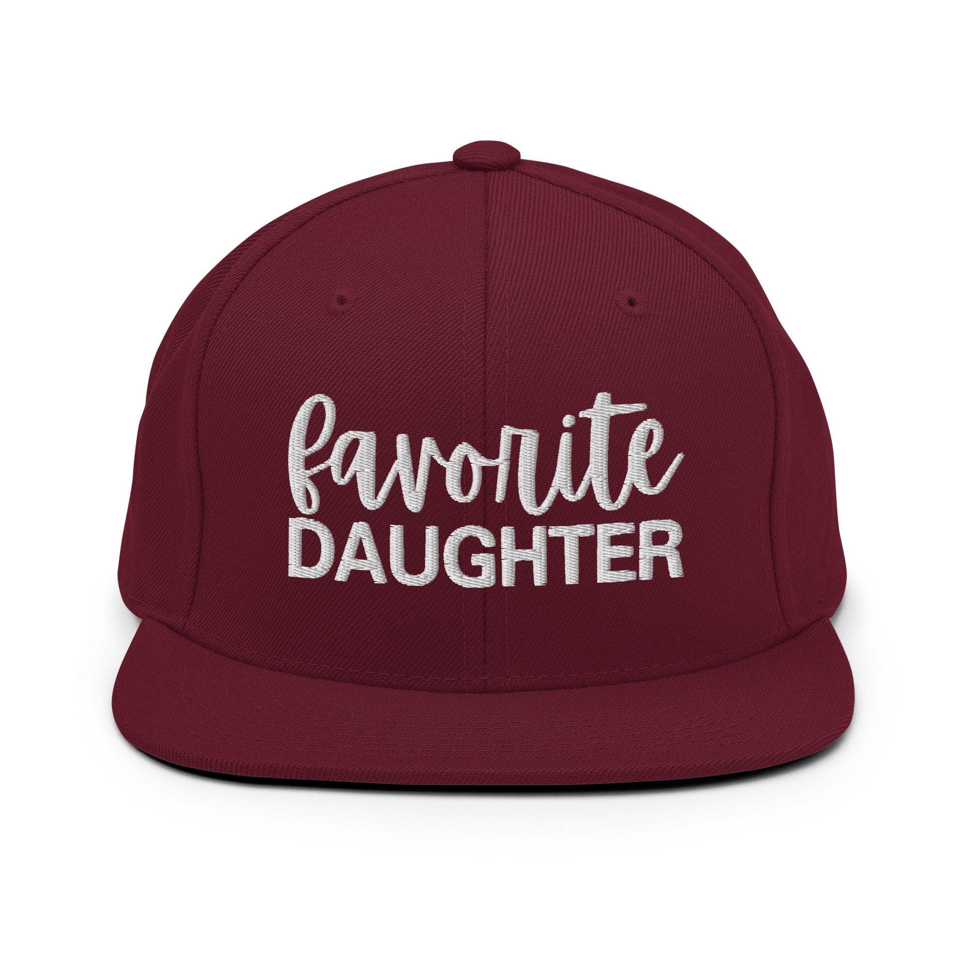 Favorite Daughter Embroidered Flat Bill Brim Snapback Hat Maroon Capital Crowns Funny Snapback Hats