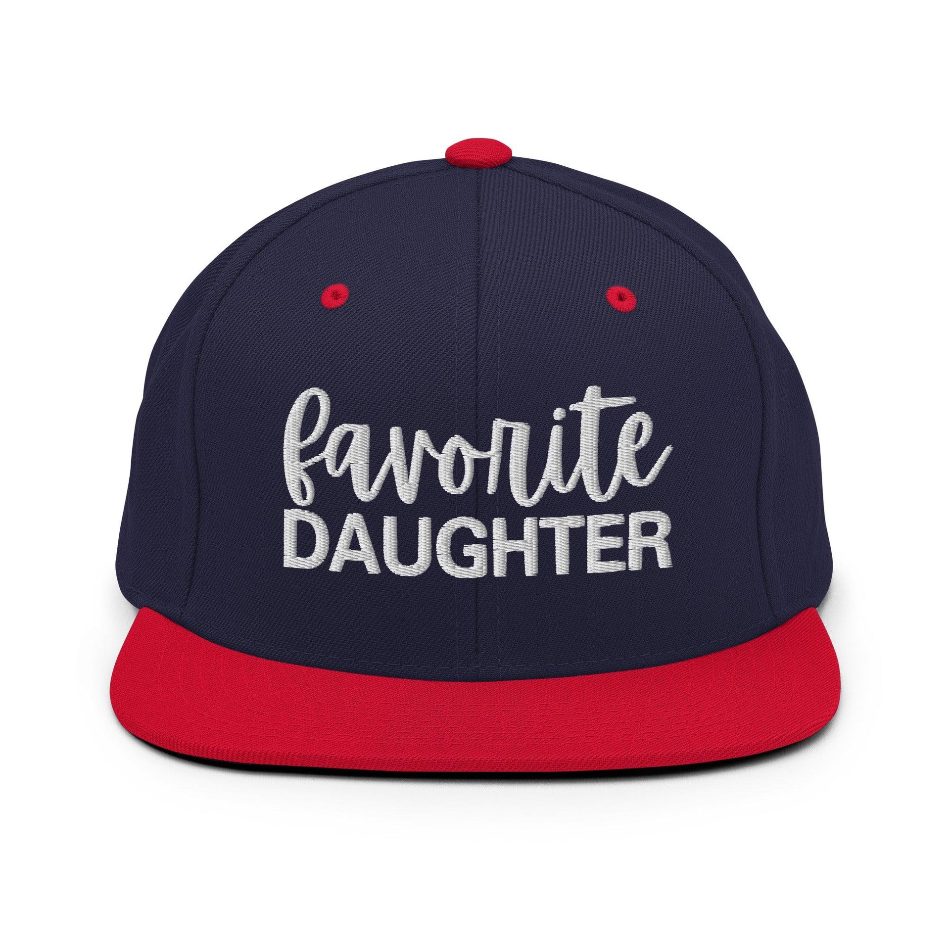 Favorite Daughter Embroidered Flat Bill Brim Snapback Hat Navy Red Capital Crowns Funny Snapback Hats