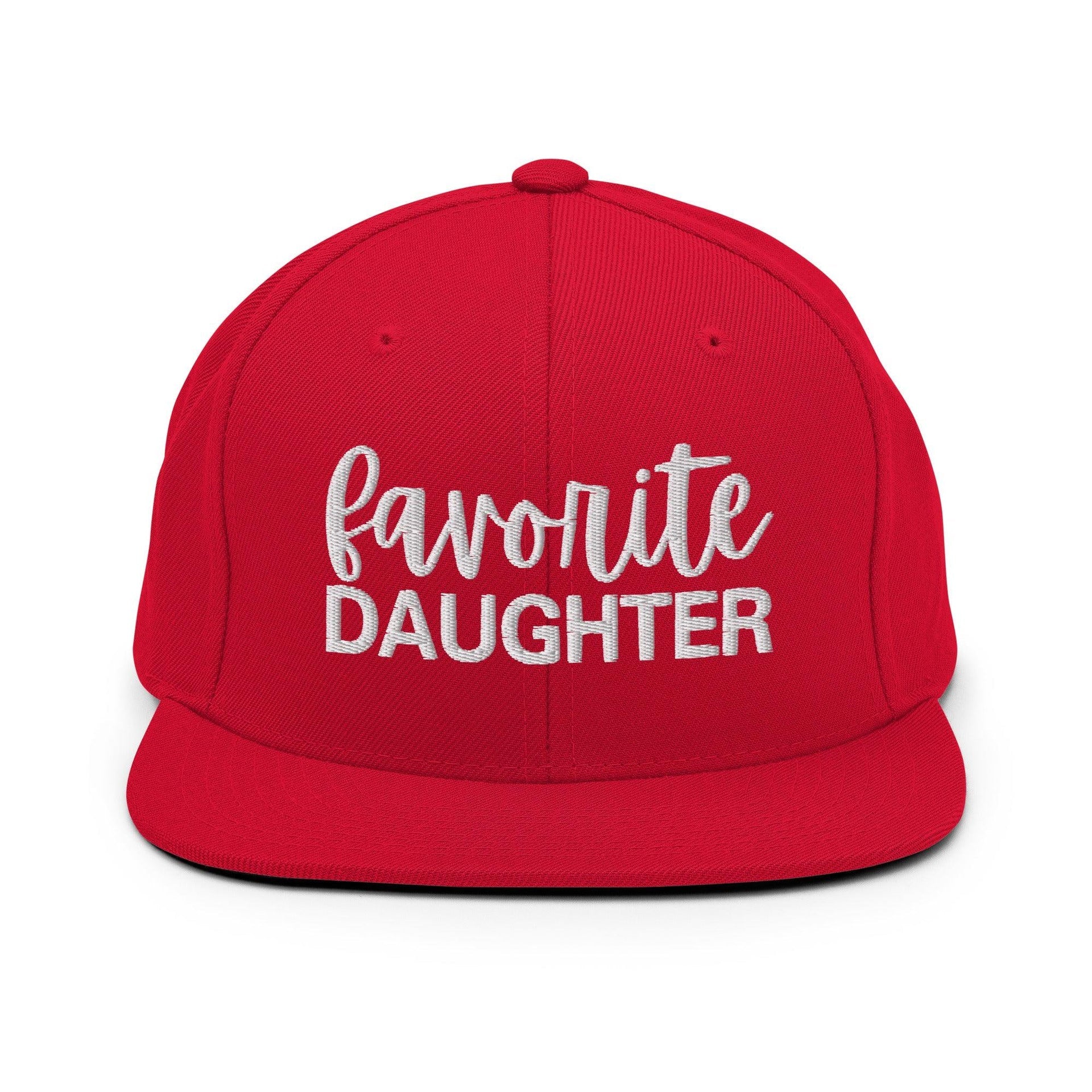 Favorite Daughter Embroidered Flat Bill Brim Snapback Hat Red Capital Crowns Funny Snapback Hats