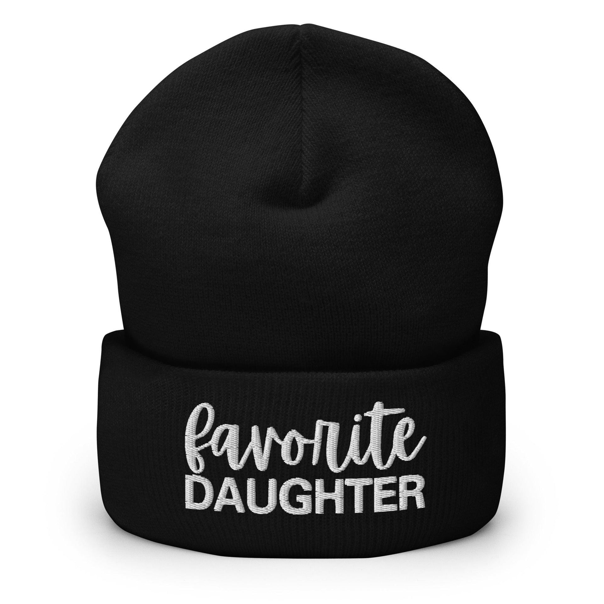 Favorite Daughter Embroidered Knit Cuffed Beanie Black Beanies Capital Crowns Funny