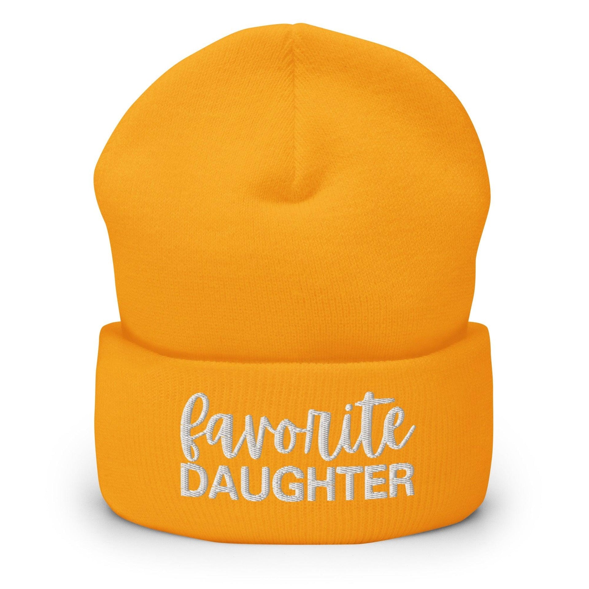 Favorite Daughter Embroidered Knit Cuffed Beanie Gold Beanies Capital Crowns Funny