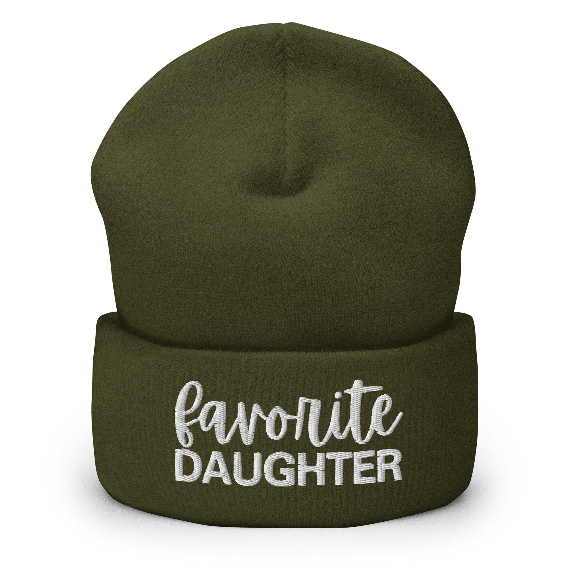 Favorite Daughter Embroidered Knit Cuffed Beanie Olive Beanies Capital Crowns Funny