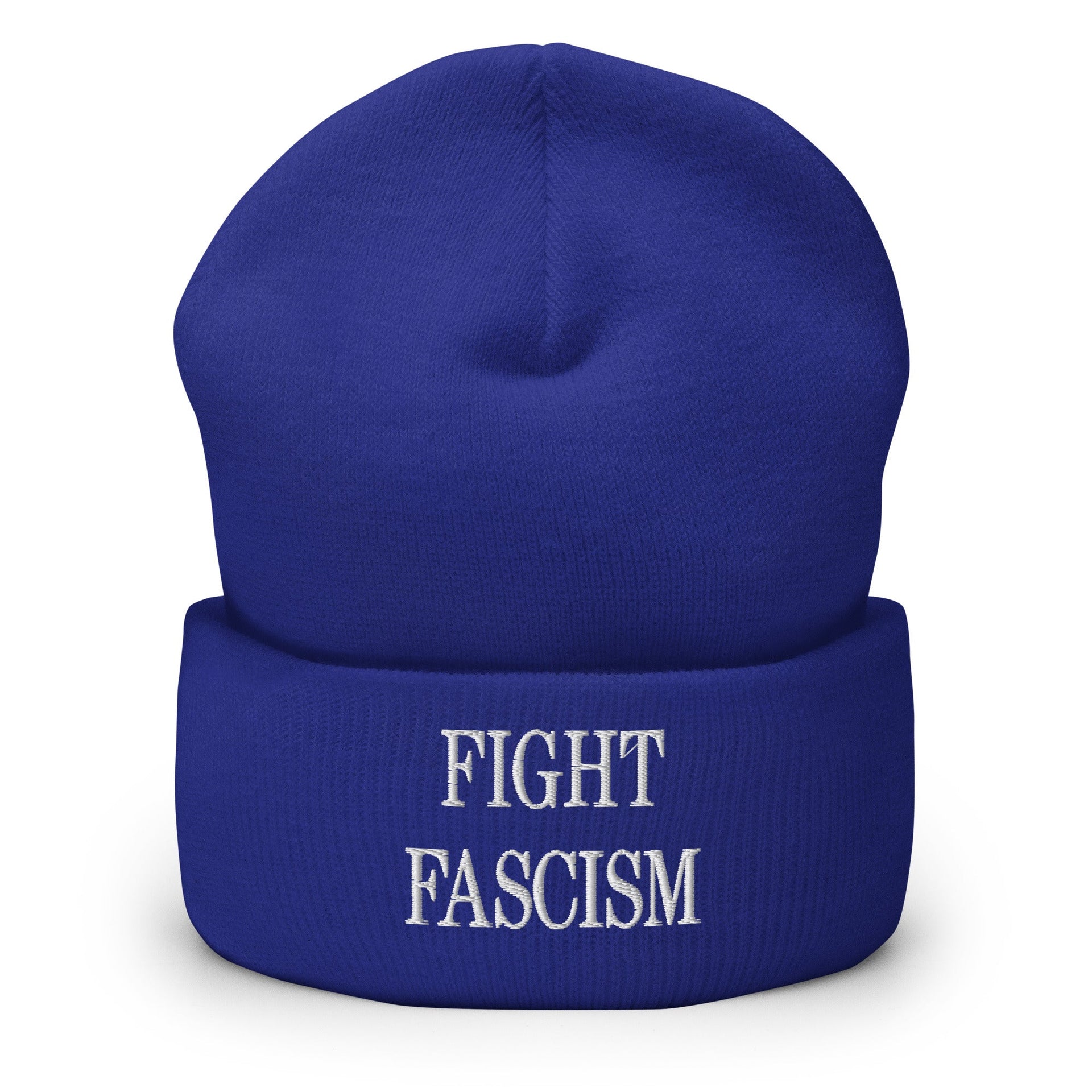 Fight Fascism Embroidered Cuffed Knit Beanie Royal Beanies Capital Crowns Liberal