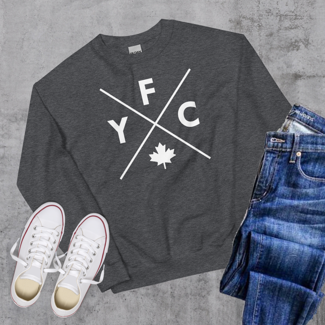 Fredericton YFC X Crewneck Dark Heather Canadian City Apparel