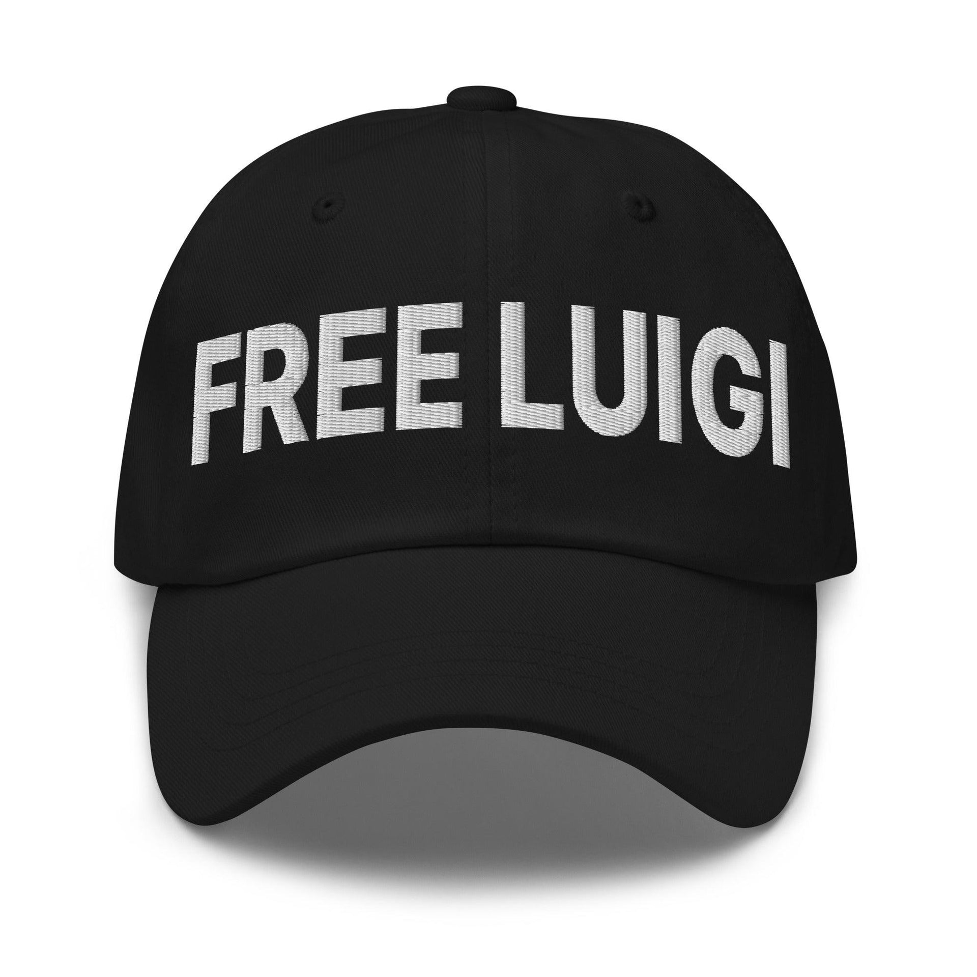 Free Luigi Mangione Embroidered Dad Hat Black Capital Crowns Dad Hats Funny LADs Luigi Luigi Apparel luigi mangione