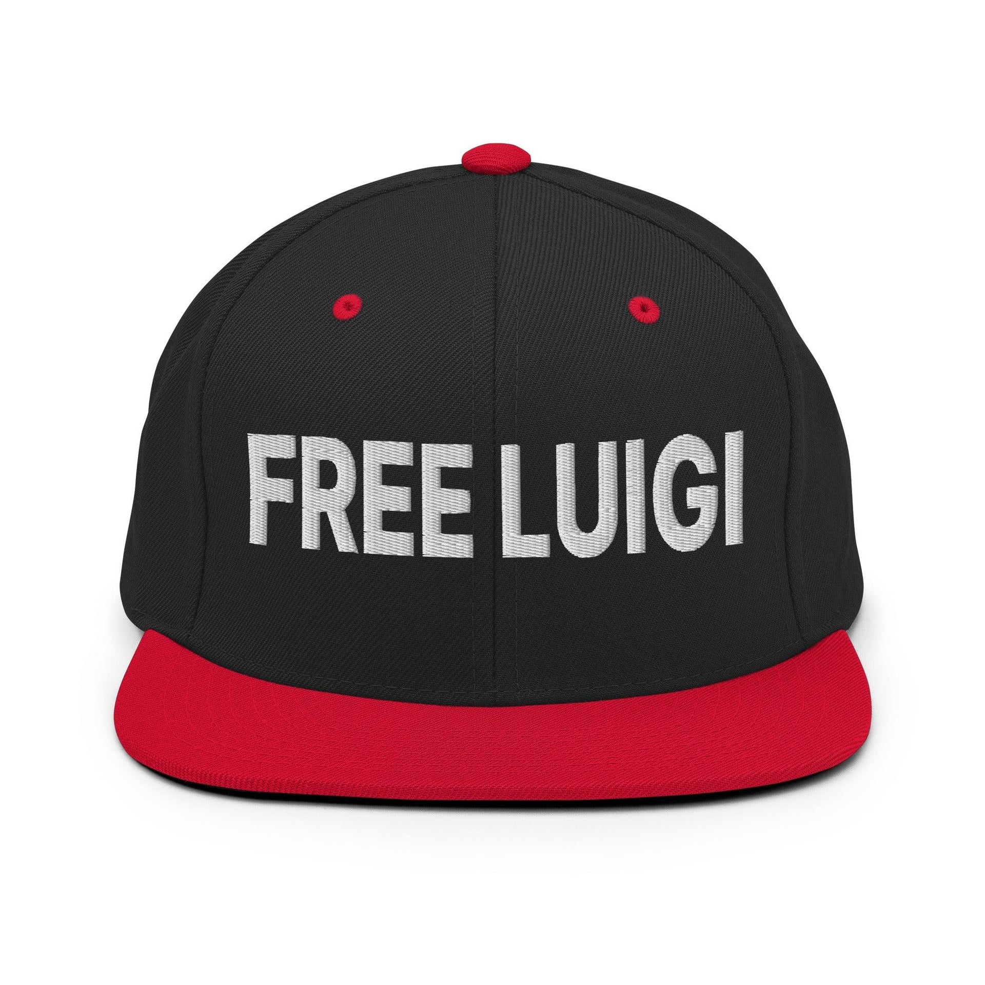 Free Luigi Mangione Embroidered Flat Bill Brim Snapback Hat Black Red Capital Crowns Funny LADs Luigi Luigi Apparel luigi mangione Snapback Hats