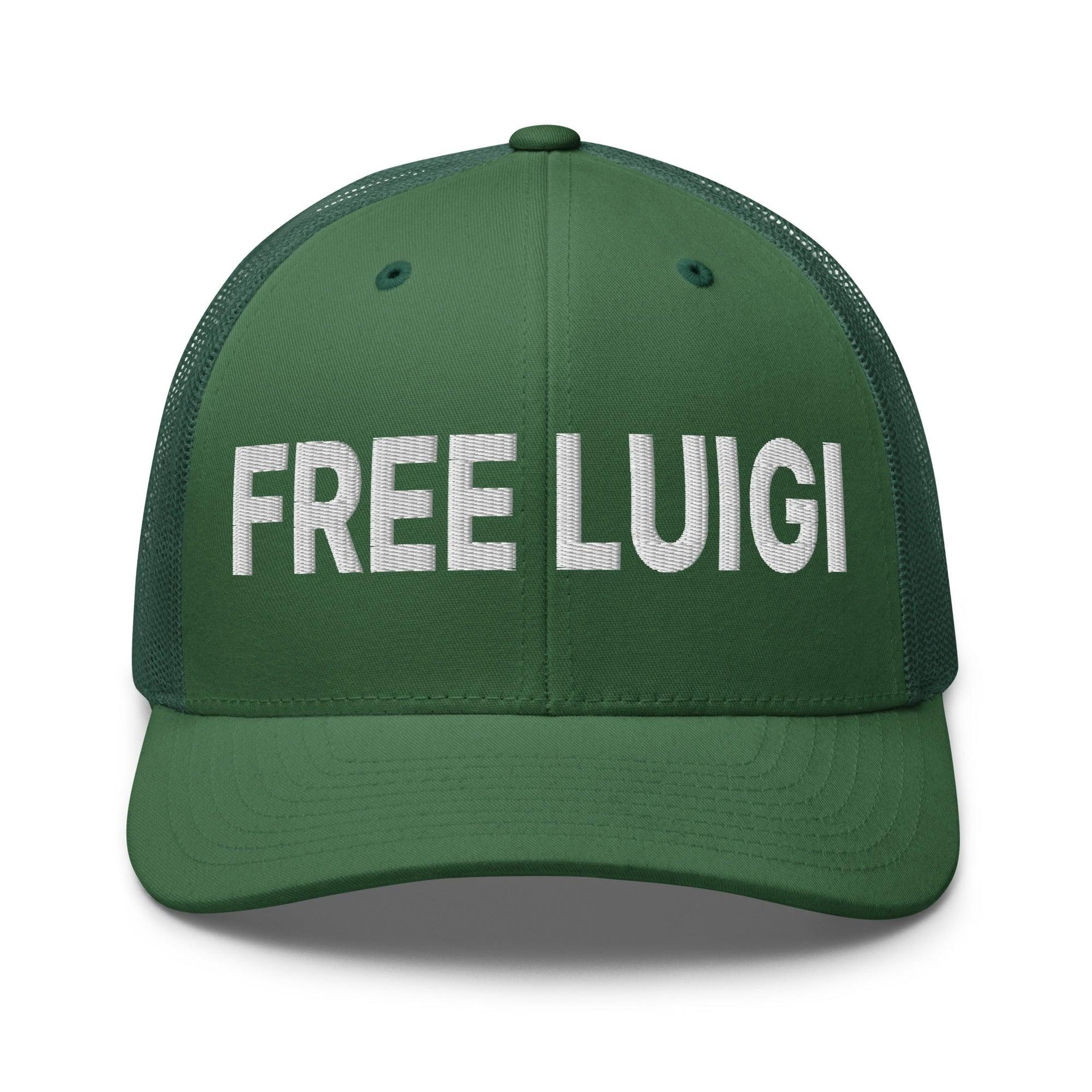 Free Luigi Mangione Embroidered Mesh Trucker Hat Evergreen Capital Crowns Funny LADs Luigi Luigi Apparel luigi mangione Trucker Hats