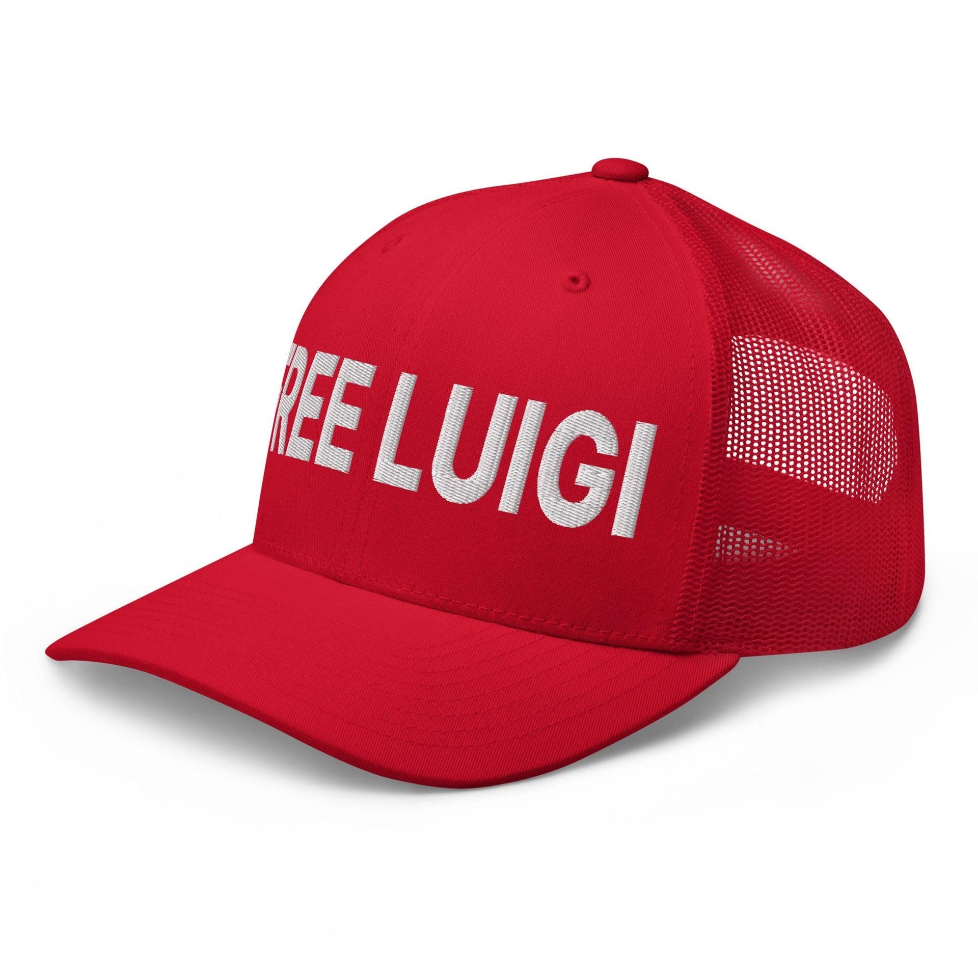Free Luigi Mangione Embroidered Mesh Trucker Hat Capital Crowns Funny LADs Luigi Luigi Apparel luigi mangione Trucker Hats