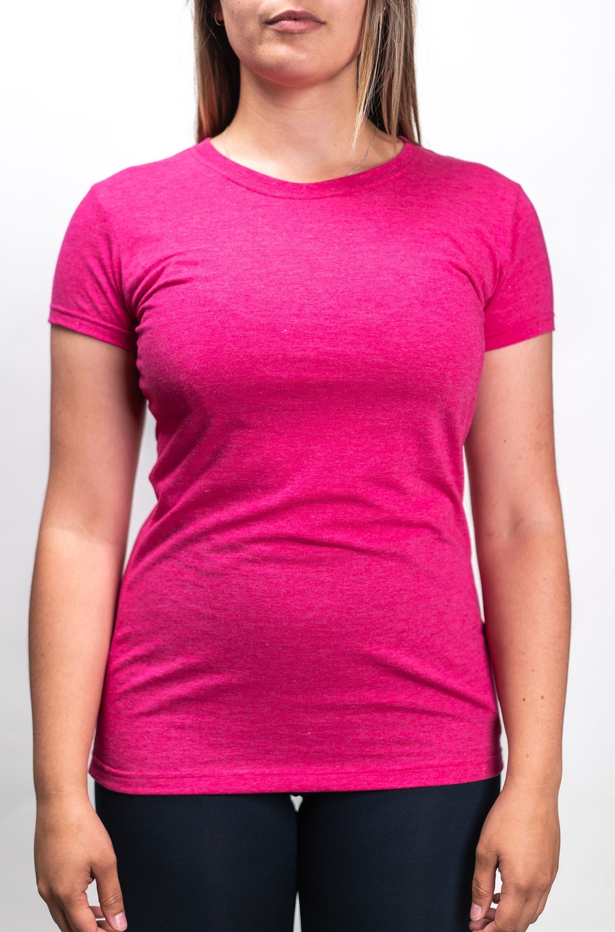 47182 - Women's Eiffel Tee Shirt Fushia Heather CLOSEOUT COTTON FITTED Lightweight ON SALE OPTIMA tearaway TEES WOMEN