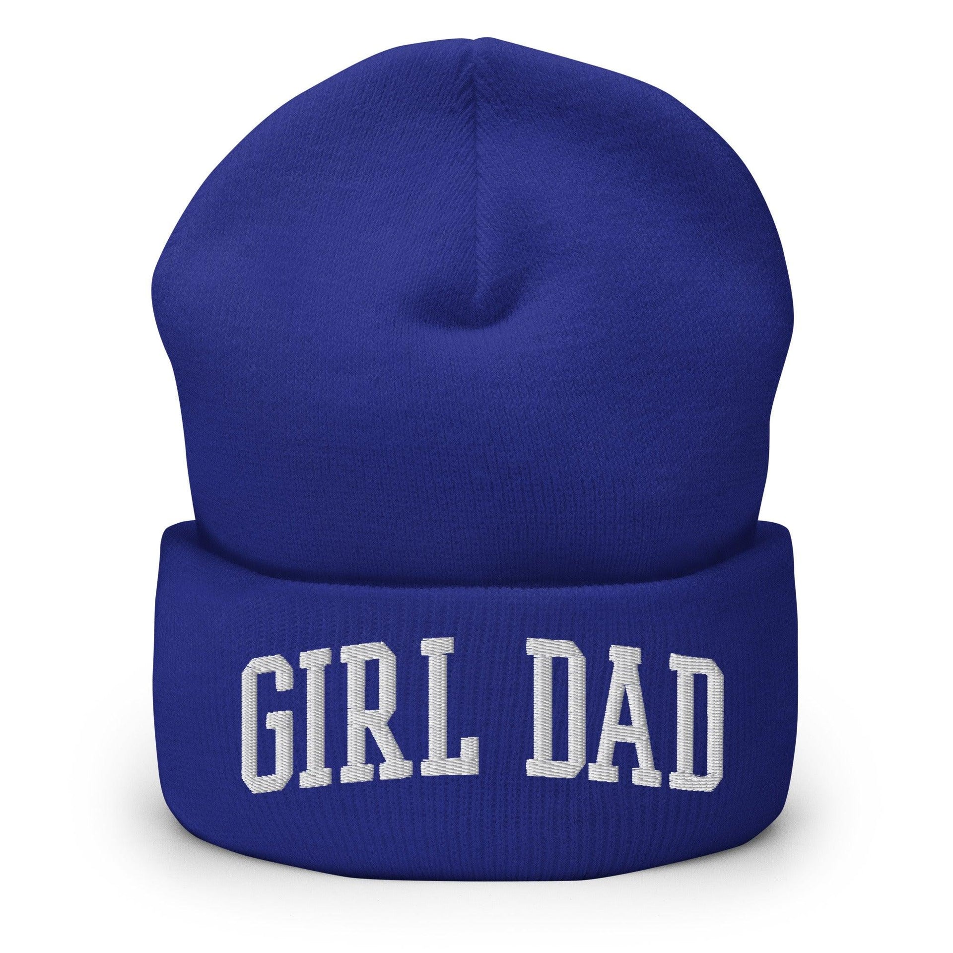 Girl Dad Varsity Letterman Block Embroidered Knit Cuffed Beanie Royal Beanies Capital Crowns Dad Hats Funny