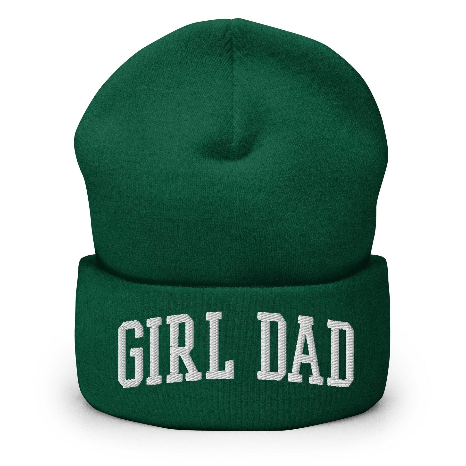 Girl Dad Varsity Letterman Block Embroidered Knit Cuffed Beanie Spruce Beanies Capital Crowns Dad Hats Funny