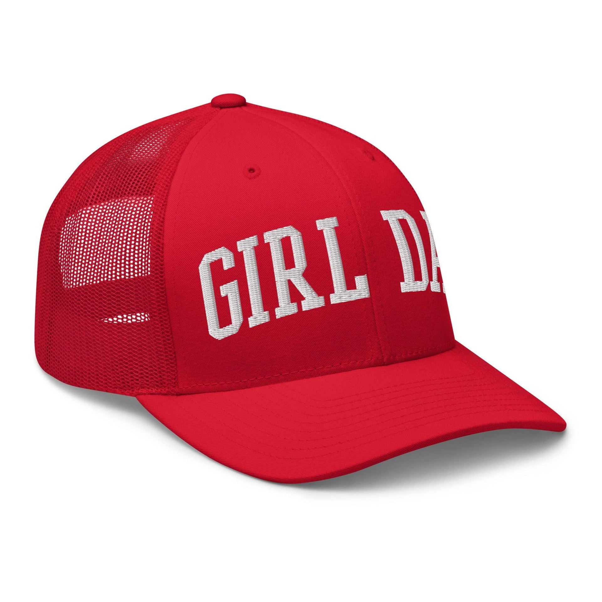 Girl Dad Varsity Letterman Embroidered Mesh Trucker Hat Capital Crowns Dad Hats Funny Trucker Hats