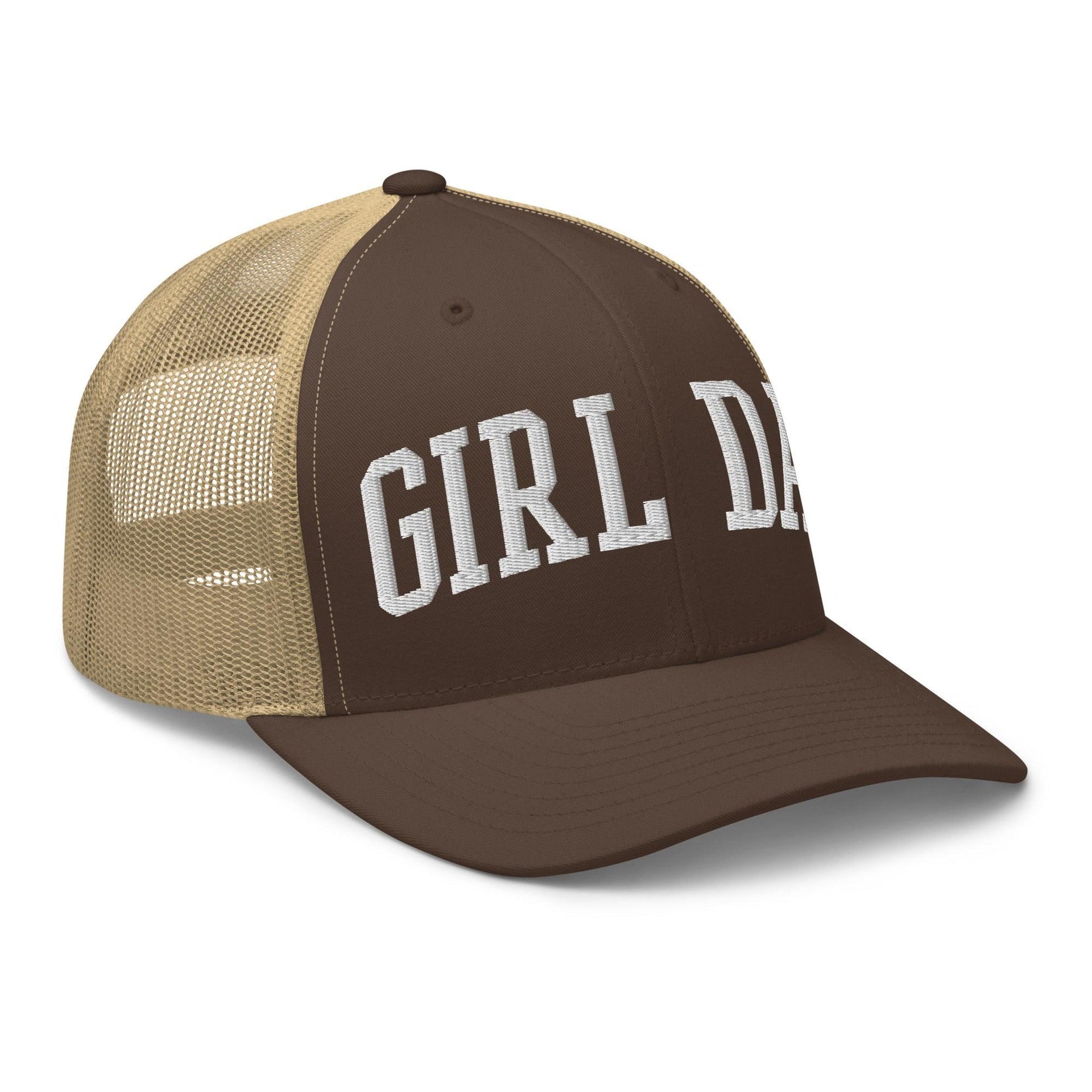 Girl Dad Varsity Letterman Embroidered Mesh Trucker Hat Capital Crowns Dad Hats Funny Trucker Hats