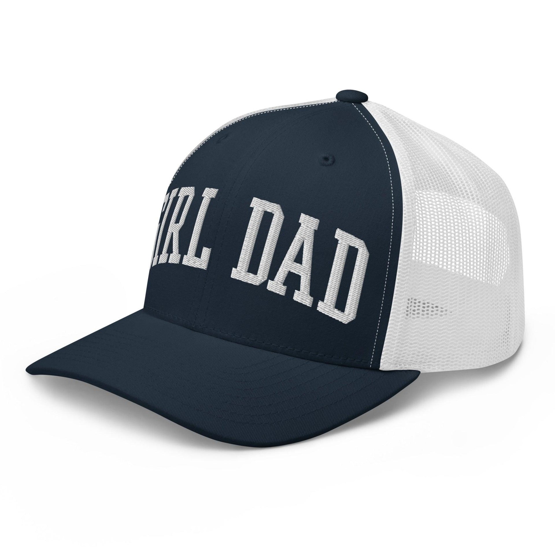 Girl Dad Varsity Letterman Embroidered Mesh Trucker Hat Capital Crowns Dad Hats Funny Trucker Hats