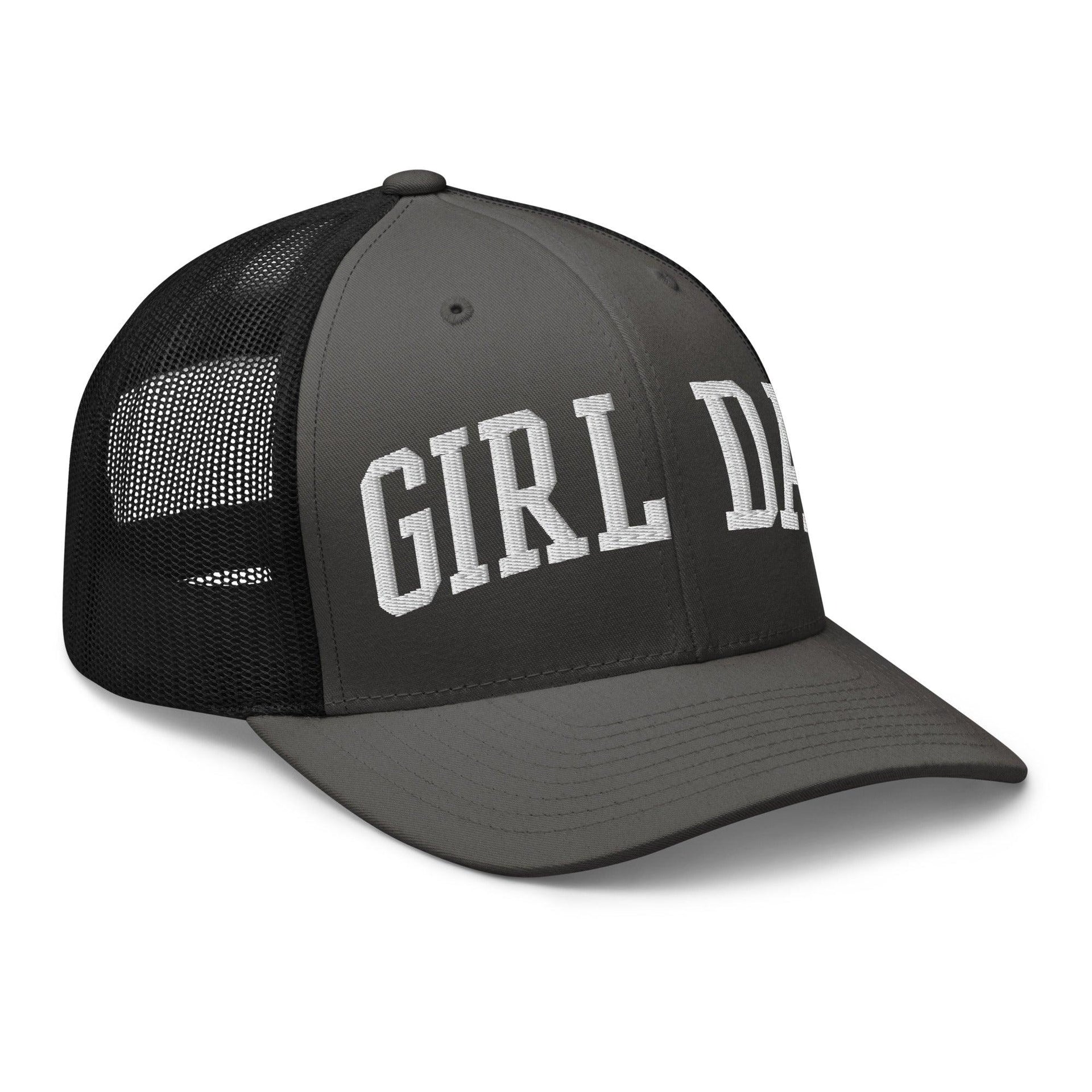 Girl Dad Varsity Letterman Embroidered Mesh Trucker Hat Capital Crowns Dad Hats Funny Trucker Hats