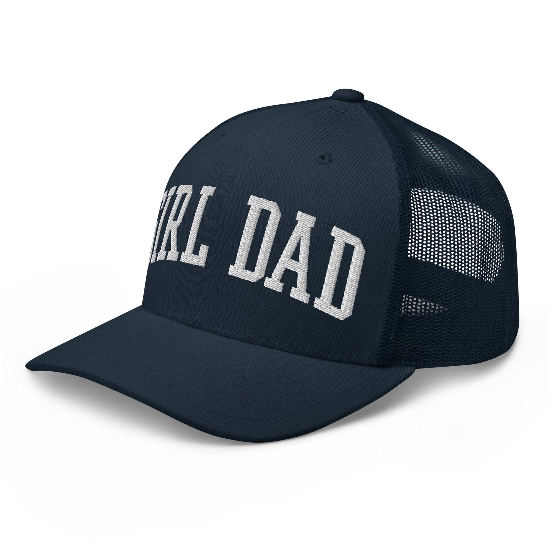 Girl Dad Varsity Letterman Embroidered Mesh Trucker Hat Capital Crowns Dad Hats Funny Trucker Hats