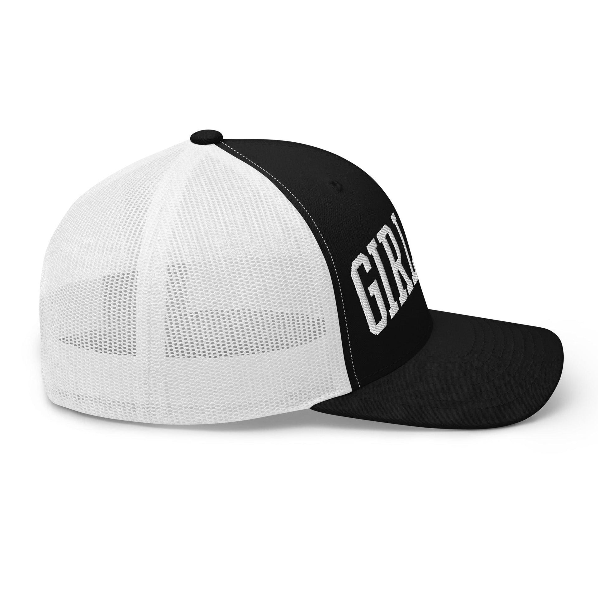 Girl Dad Varsity Letterman Embroidered Mesh Trucker Hat Capital Crowns Dad Hats Funny Trucker Hats