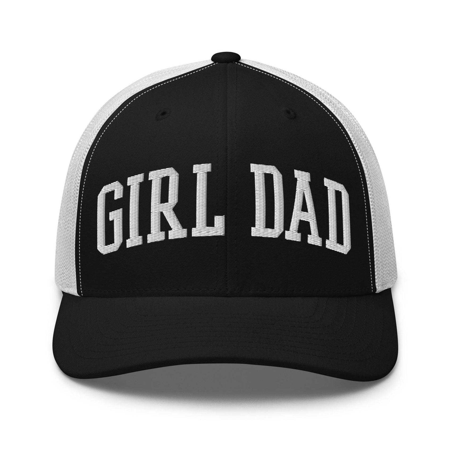 Girl Dad Varsity Letterman Embroidered Mesh Trucker Hat Black White Capital Crowns Dad Hats Funny Trucker Hats