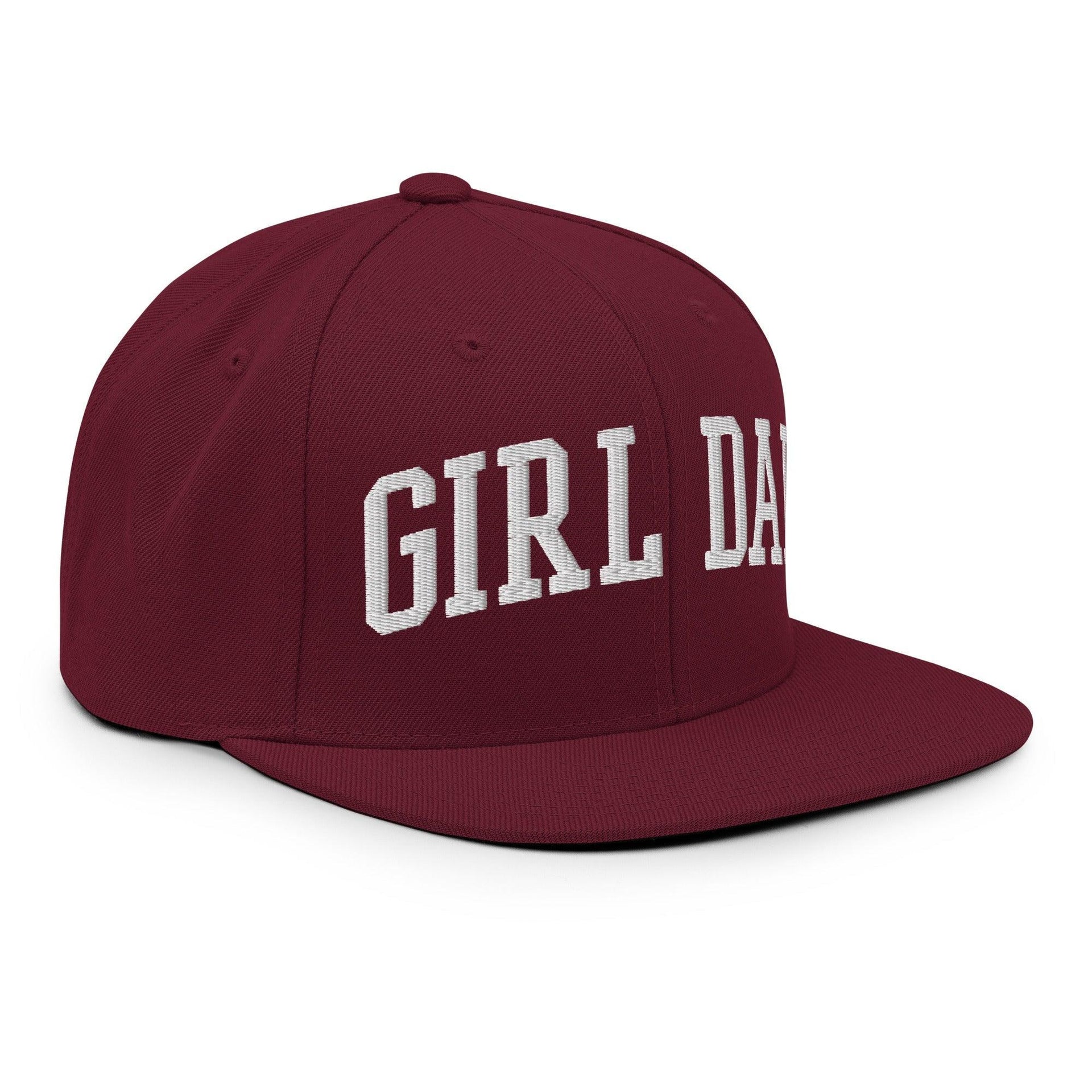 Girl Dad Varsity Letterman Flat Bill Brim Snapback Hat Capital Crowns Dad Hats Funny Snapback Hats