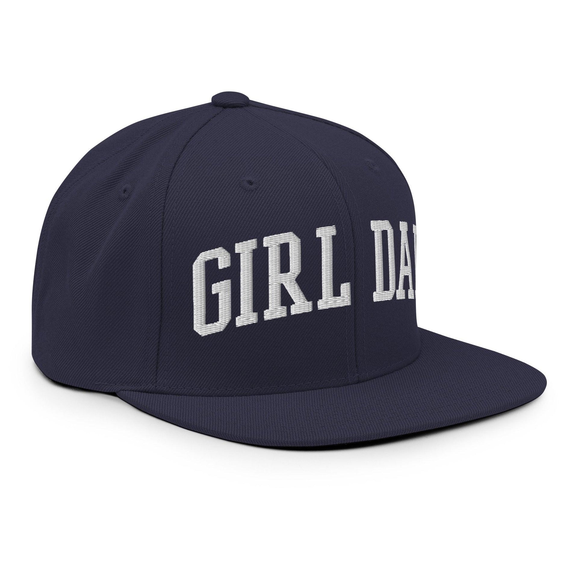 Girl Dad Varsity Letterman Flat Bill Brim Snapback Hat Capital Crowns Dad Hats Funny Snapback Hats