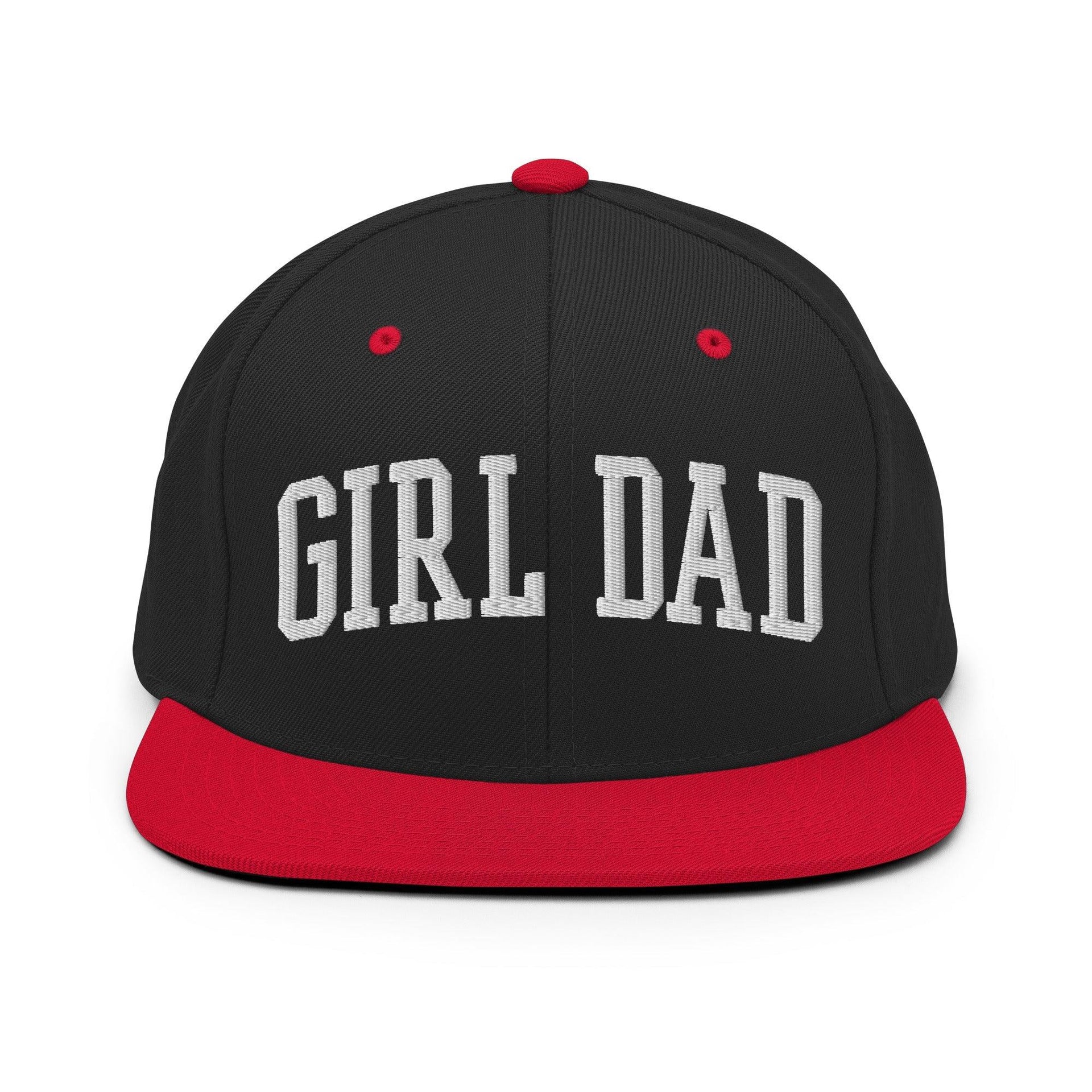 Girl Dad Varsity Letterman Flat Bill Brim Snapback Hat Black Red Capital Crowns Dad Hats Funny Snapback Hats