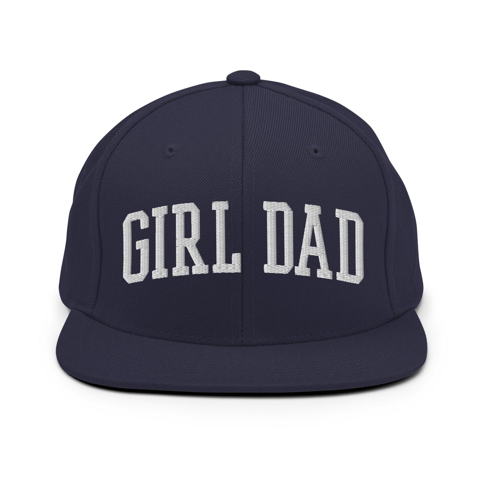 Girl Dad Varsity Letterman Flat Bill Brim Snapback Hat Navy Capital Crowns Dad Hats Funny Snapback Hats