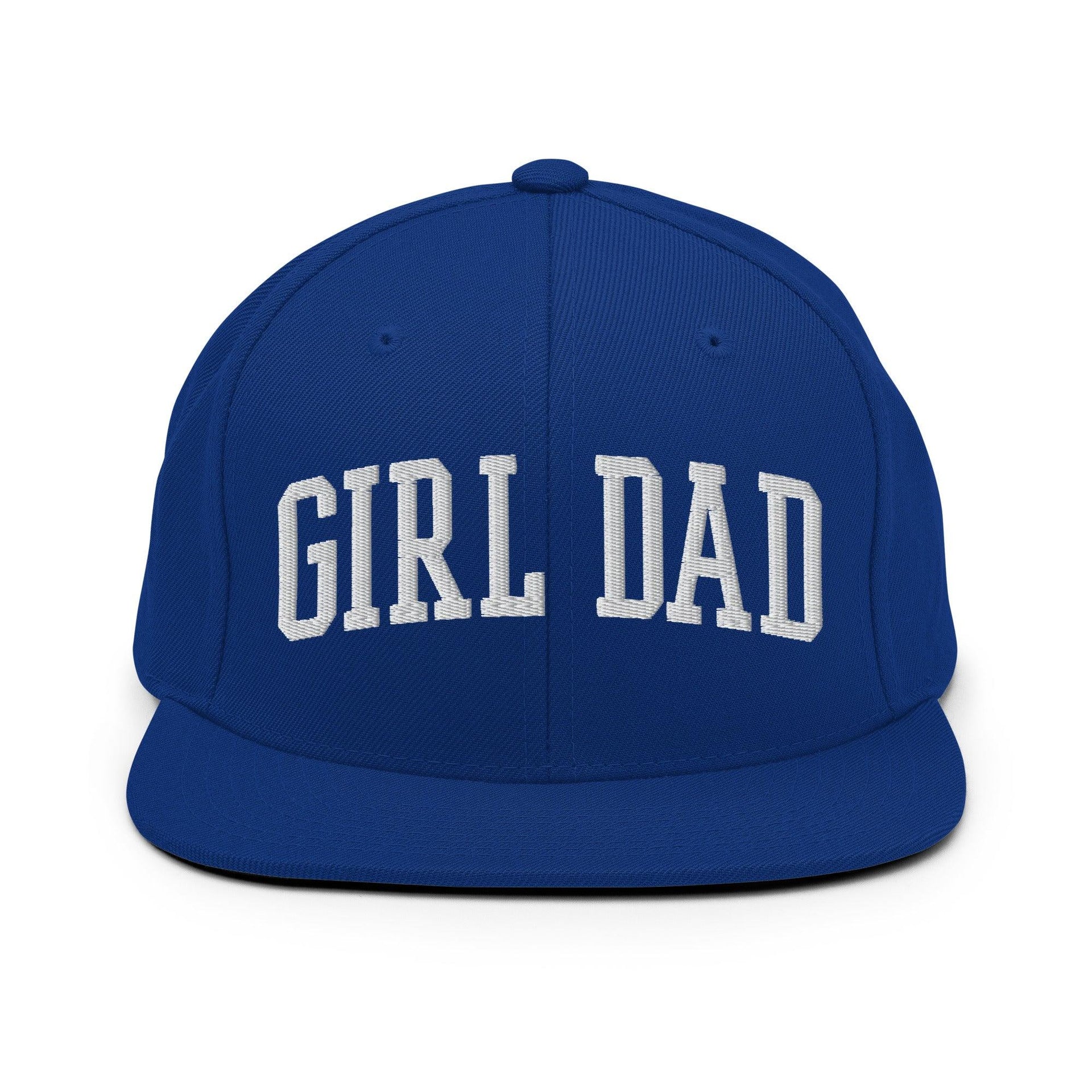 Girl Dad Varsity Letterman Flat Bill Brim Snapback Hat Royal Blue Capital Crowns Dad Hats Funny Snapback Hats