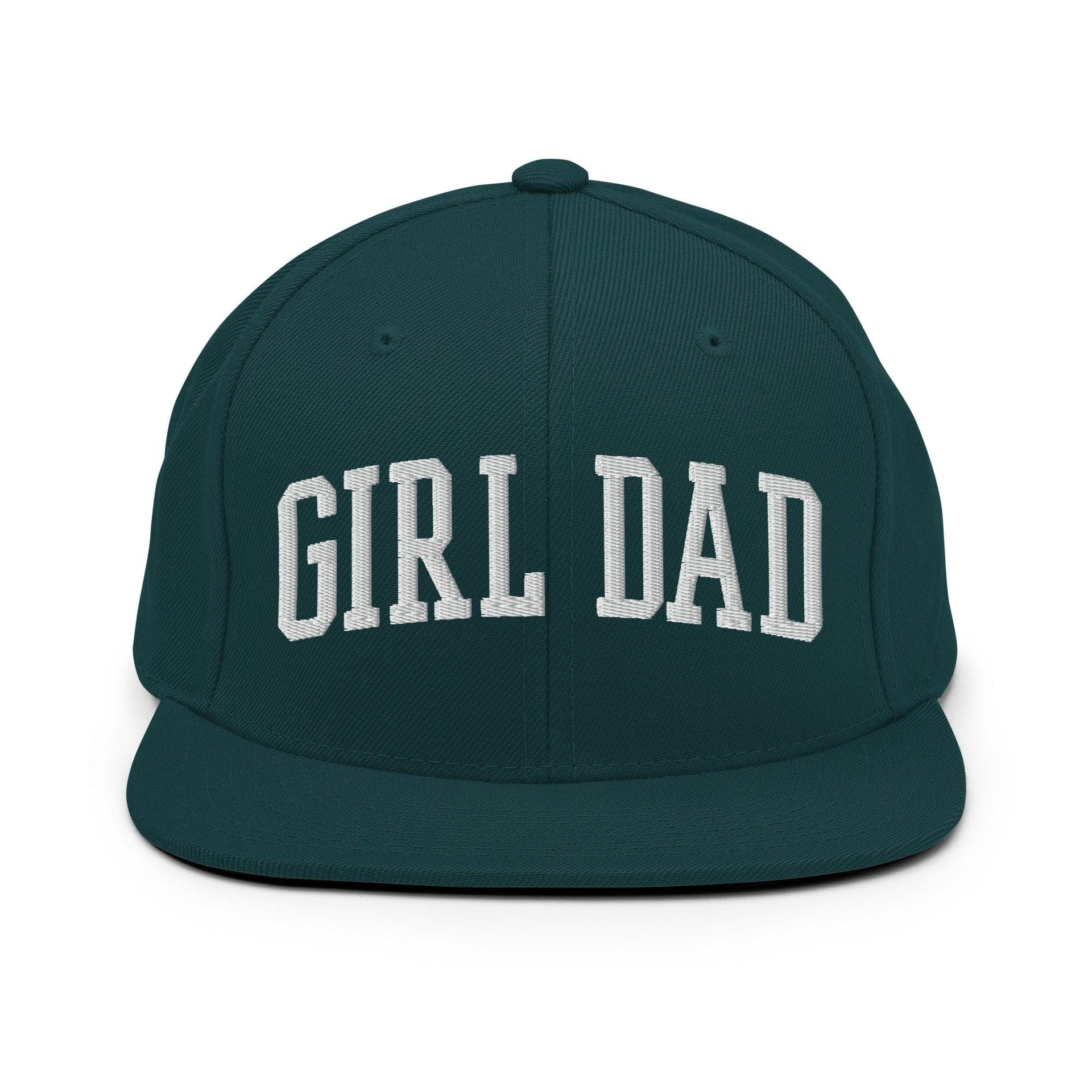 Girl Dad Varsity Letterman Flat Bill Brim Snapback Hat Spruce Capital Crowns Dad Hats Funny Snapback Hats
