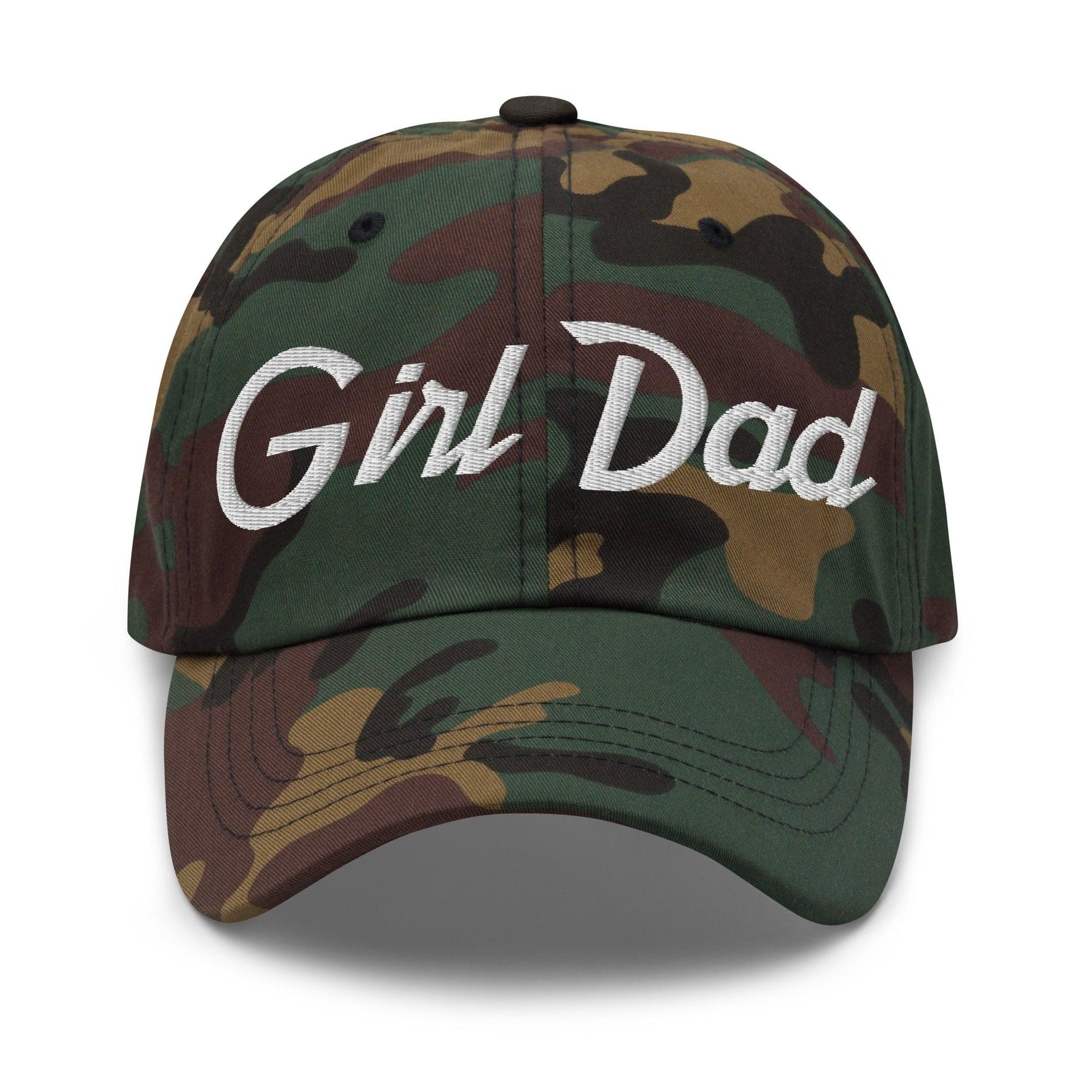 Girl Dad Vintage Sports Script Embroidered Dad Hat Green Camo Capital Crowns Dad Hats Funny