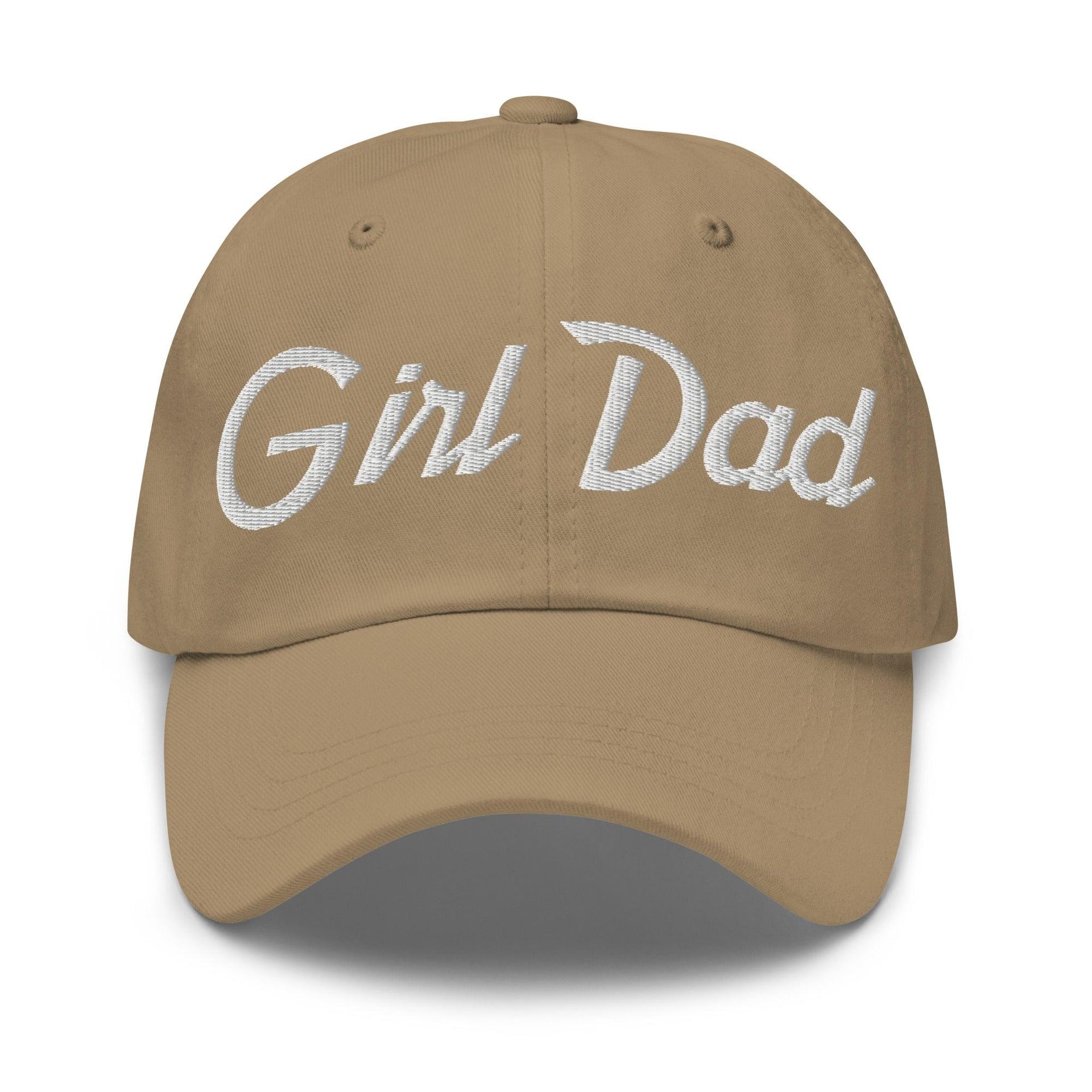 Girl Dad Vintage Sports Script Embroidered Dad Hat Khaki Capital Crowns Dad Hats Funny