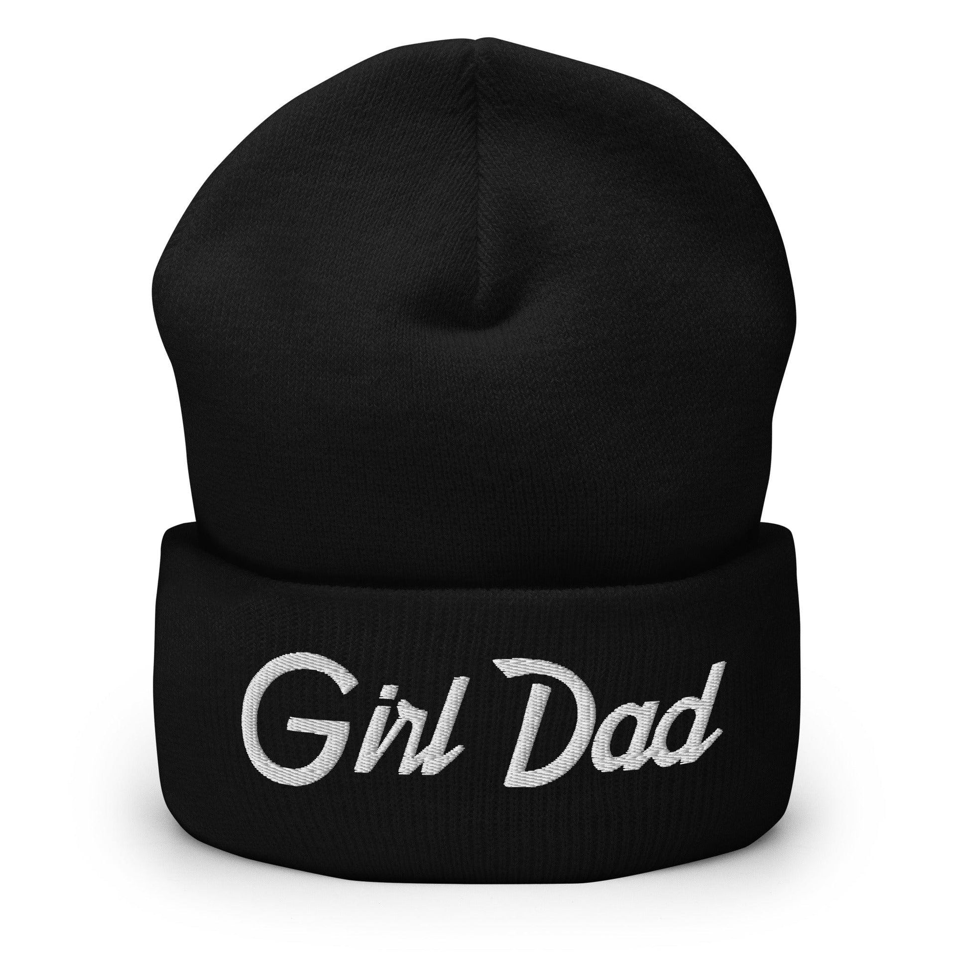 Girl Dad Vintage Sports Script Embroidered Knit Cuffed Beanie Black Beanies Capital Crowns Dad Hats Funny