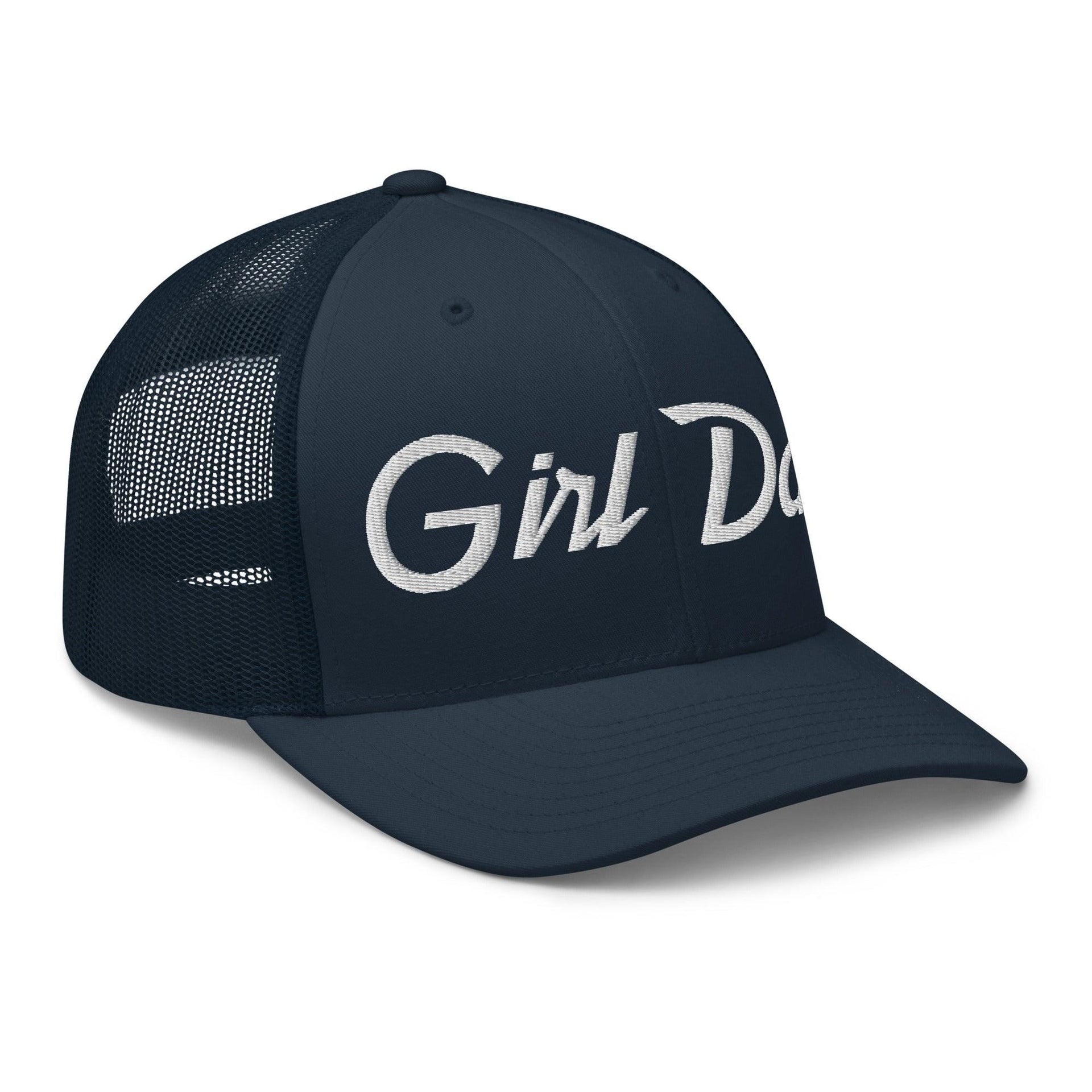 Girl Dad Vintage Sports Script Embroidered Mesh Trucker Hat Capital Crowns Dad Hats Funny Trucker Hats