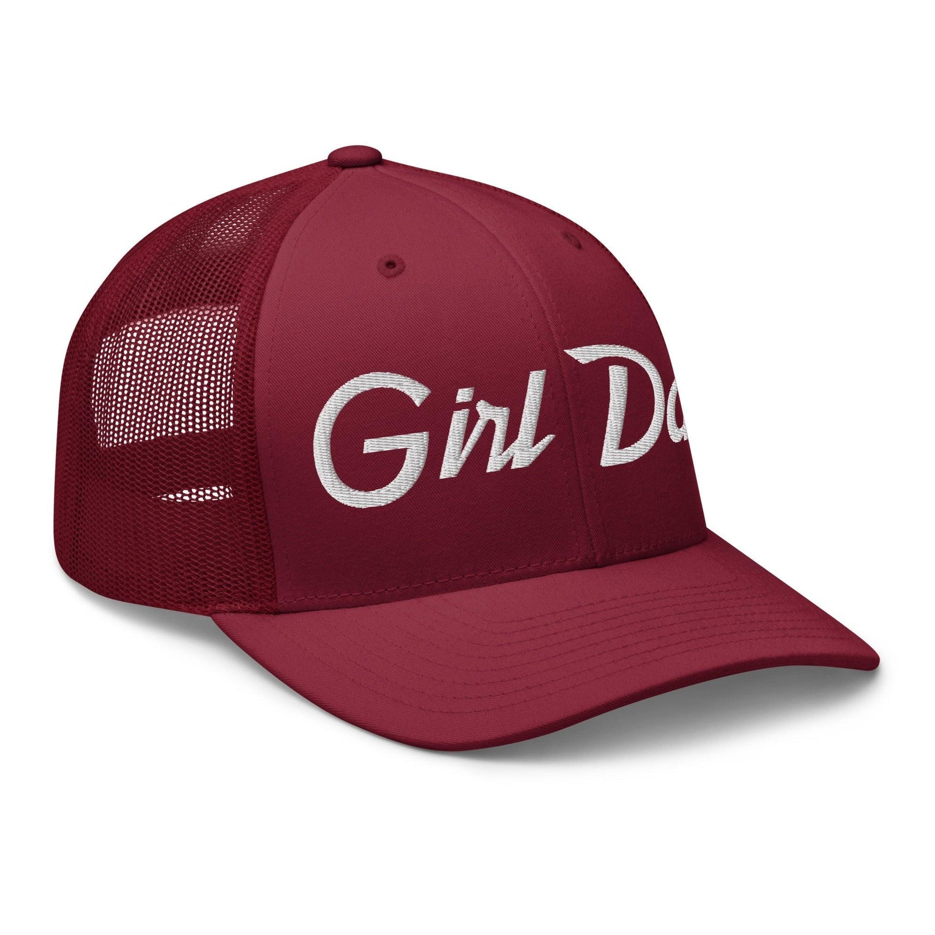 Girl Dad Vintage Sports Script Embroidered Mesh Trucker Hat Capital Crowns Dad Hats Funny Trucker Hats