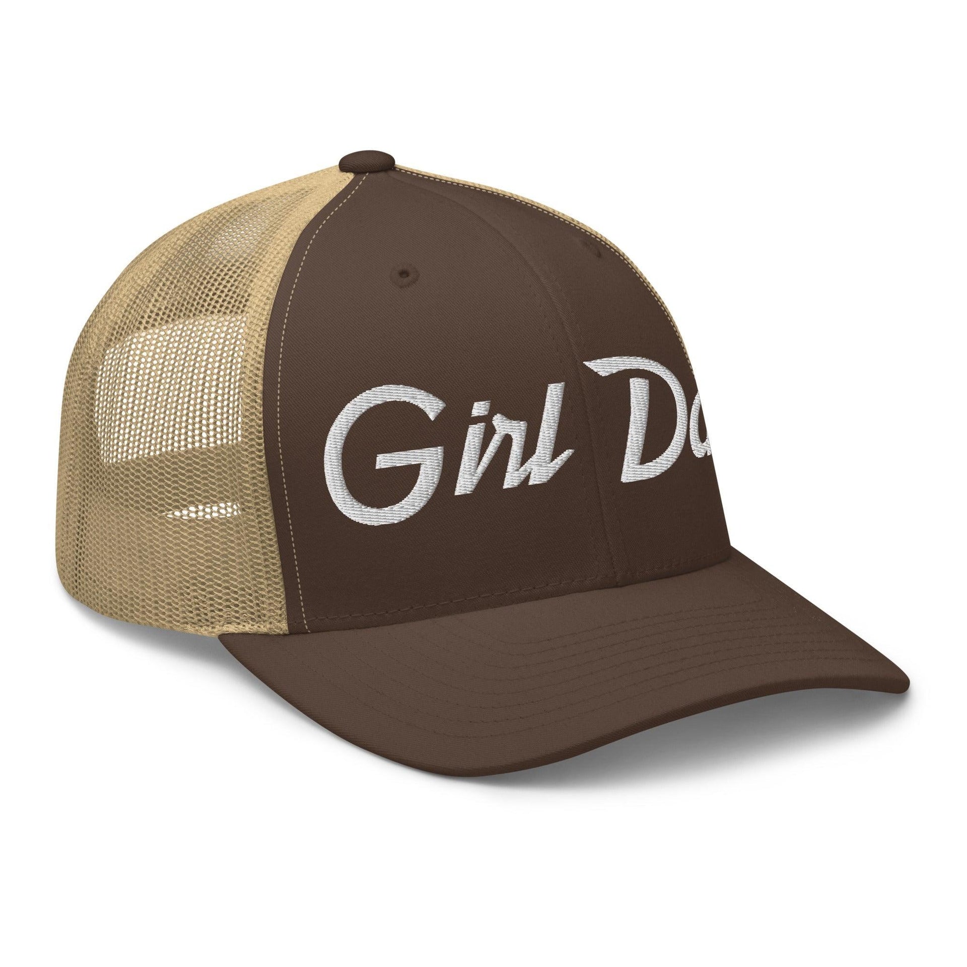 Girl Dad Vintage Sports Script Embroidered Mesh Trucker Hat Capital Crowns Dad Hats Funny Trucker Hats