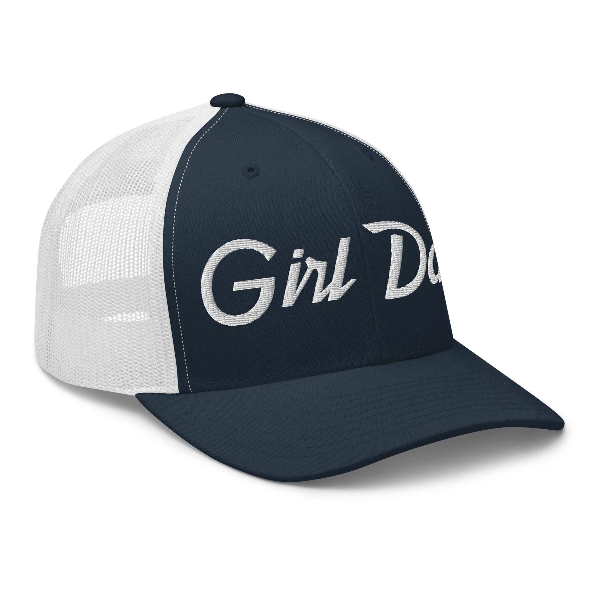 Girl Dad Vintage Sports Script Embroidered Mesh Trucker Hat Capital Crowns Dad Hats Funny Trucker Hats