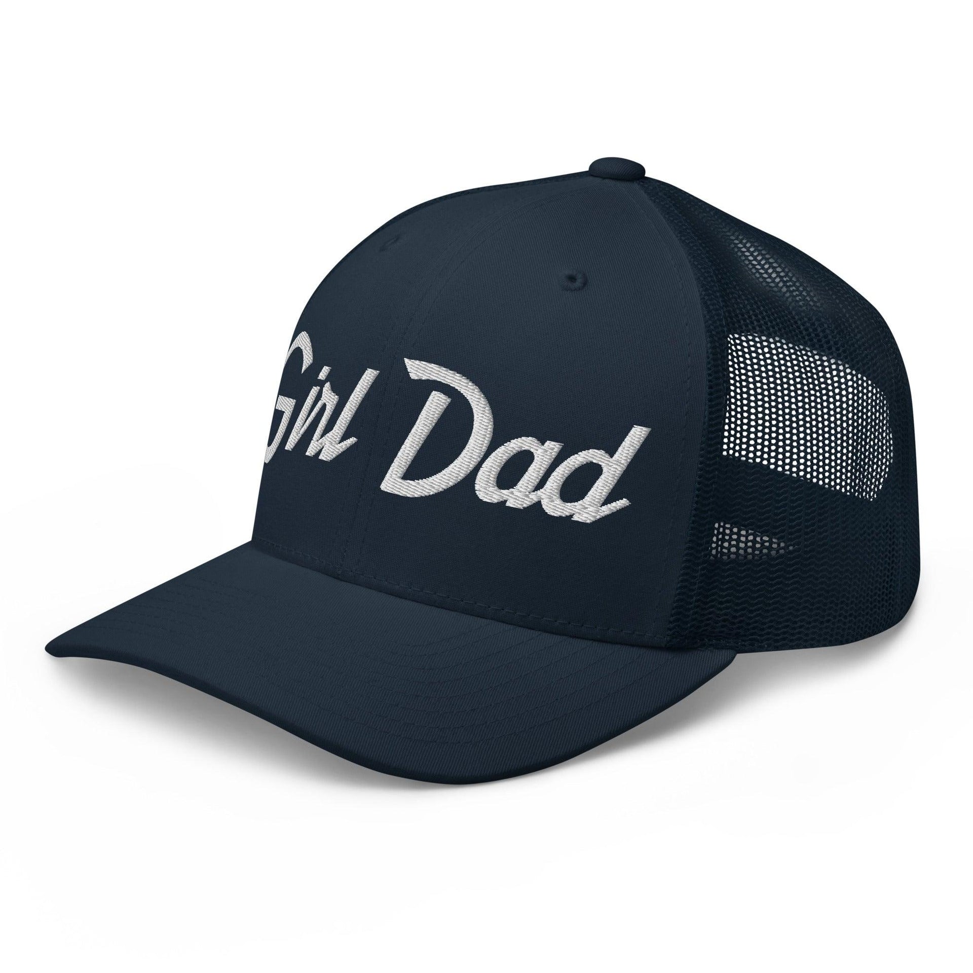 Girl Dad Vintage Sports Script Embroidered Mesh Trucker Hat Capital Crowns Dad Hats Funny Trucker Hats