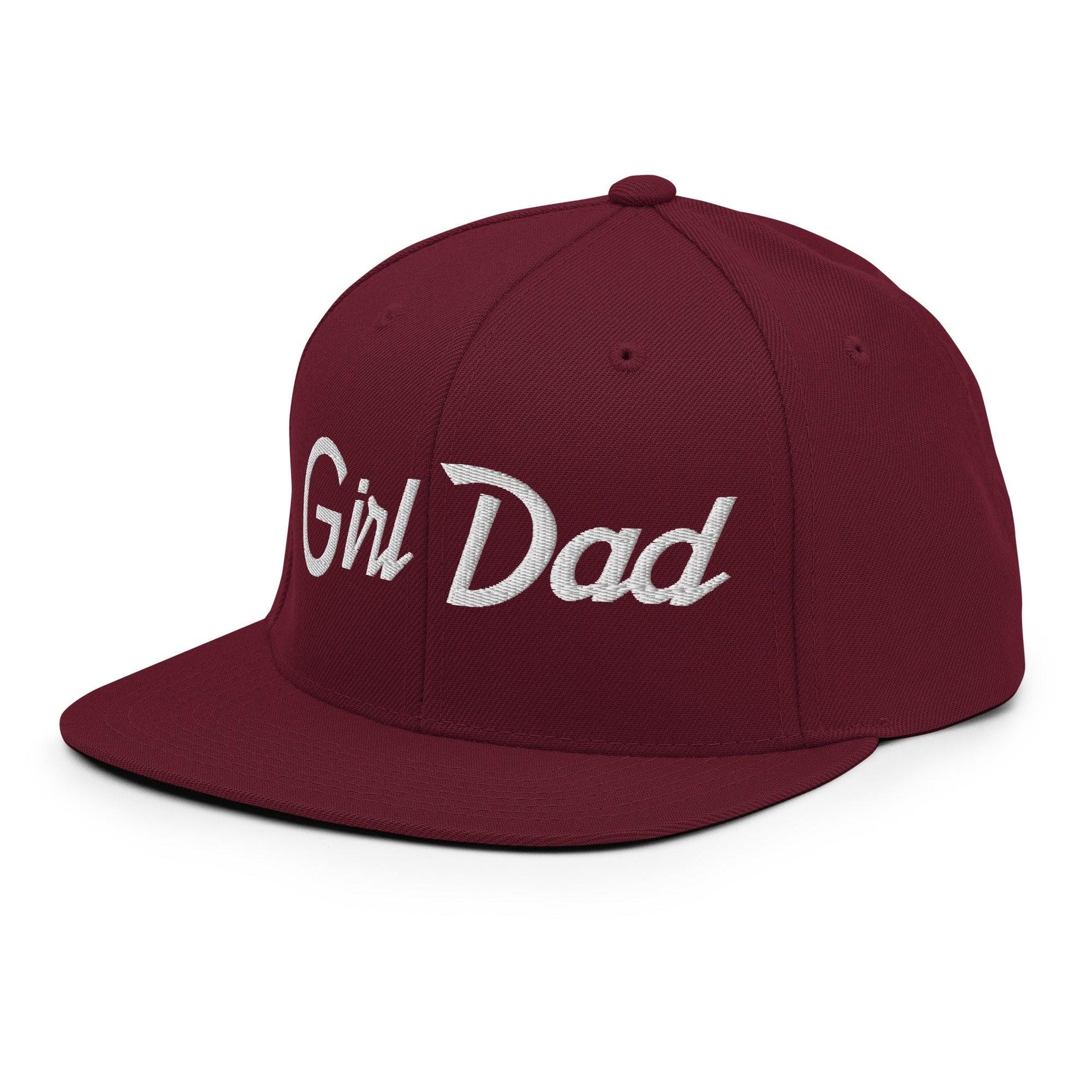 Girl Dad Vintage Sports Script Flat Bill Brim Snapback Hat Capital Crowns Dad Hats Funny Snapback Hats
