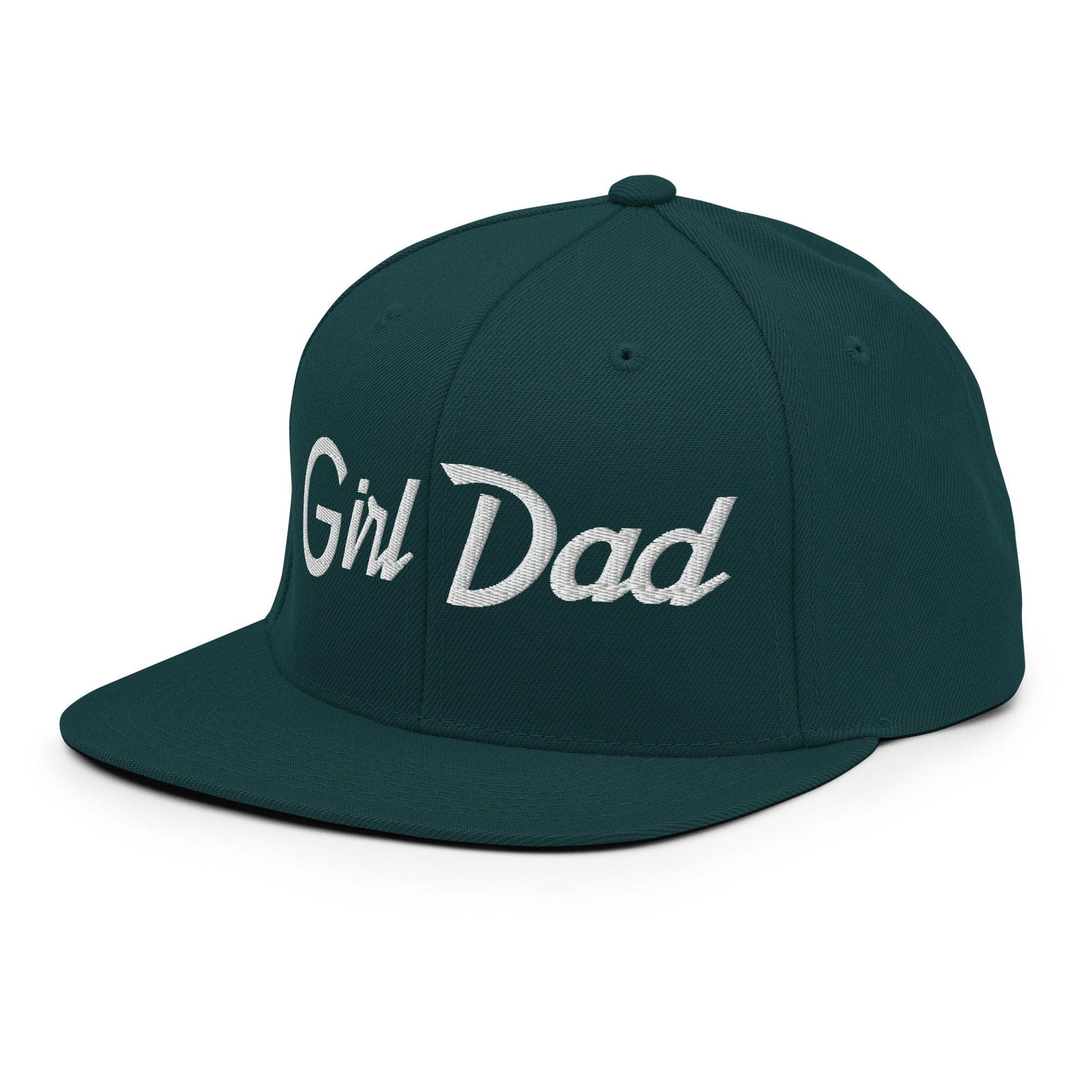 Girl Dad Vintage Sports Script Flat Bill Brim Snapback Hat Capital Crowns Dad Hats Funny Snapback Hats