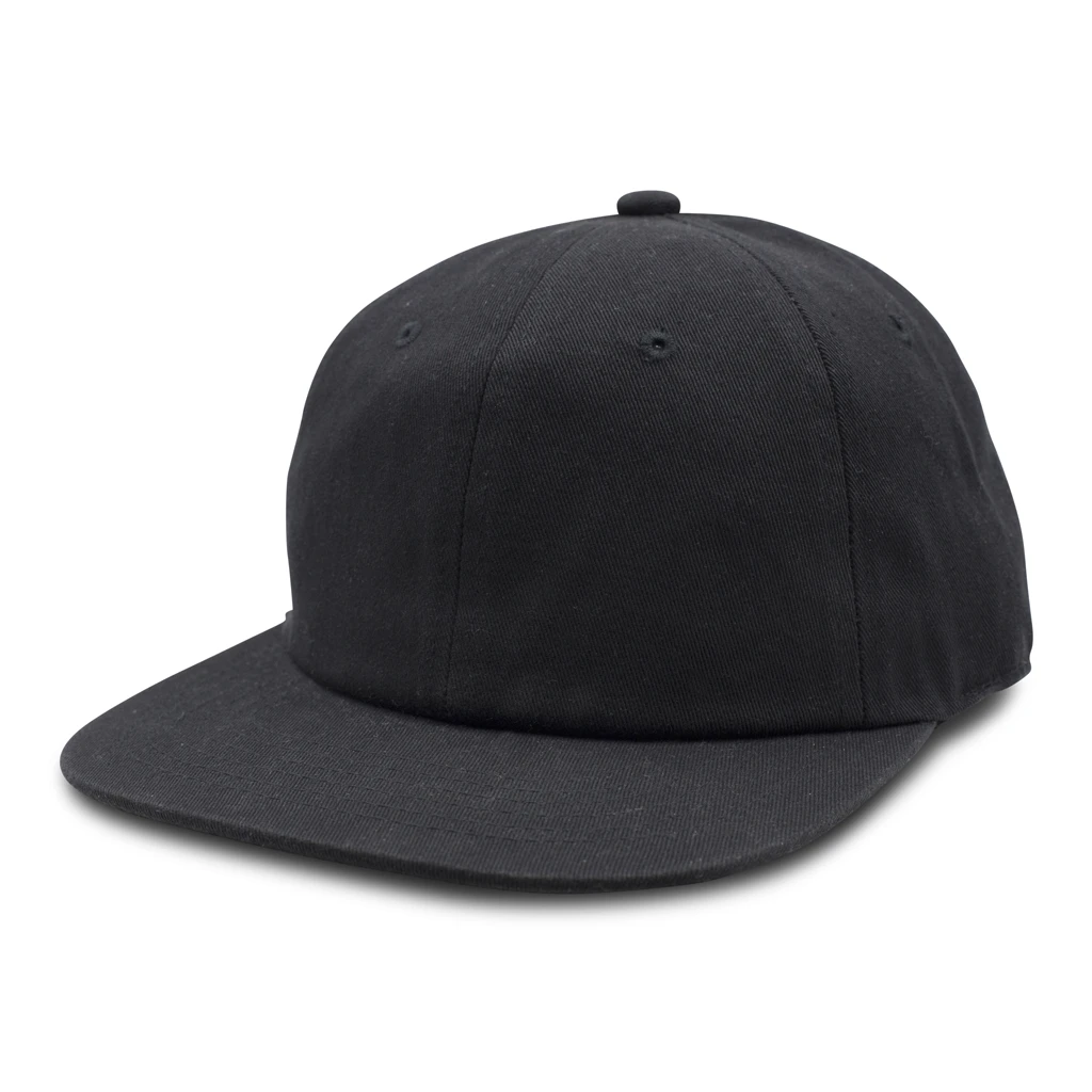 GN-1004SB - Washed Cotton Flat Bill Cap Black One Size 1004SB 6 PANELS - UNSTRUCTURED BUCKLE STRAP caps casquette COTTON FLAT hat hats headwear mens NISSI nissi caps