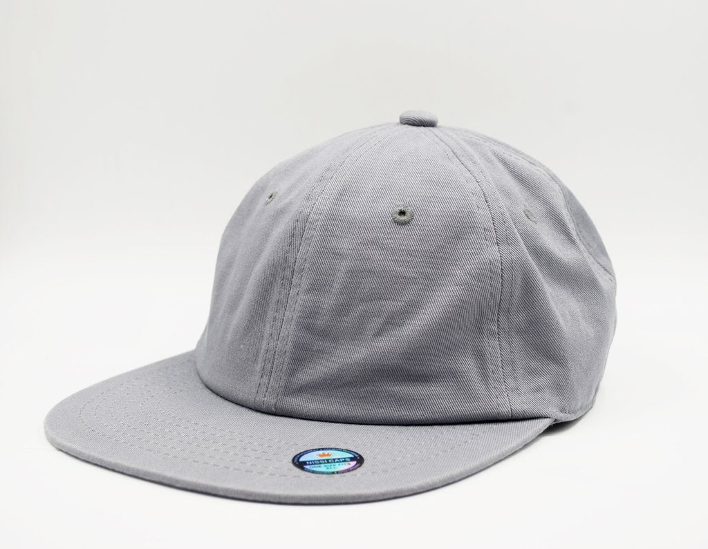 GN-1004SB - Washed Cotton Flat Bill Cap Light Grey One Size 1004SB 6 PANELS - UNSTRUCTURED BUCKLE STRAP caps casquette COTTON FLAT hat hats headwear mens NISSI nissi caps