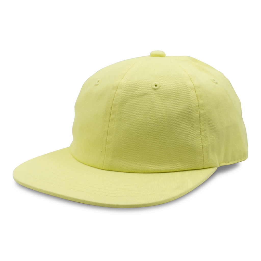 GN-1004SB - Washed Cotton Flat Bill Cap Light Yellow One Size 1004SB 6 PANELS - UNSTRUCTURED BUCKLE STRAP caps casquette COTTON FLAT hat hats headwear mens NISSI nissi caps