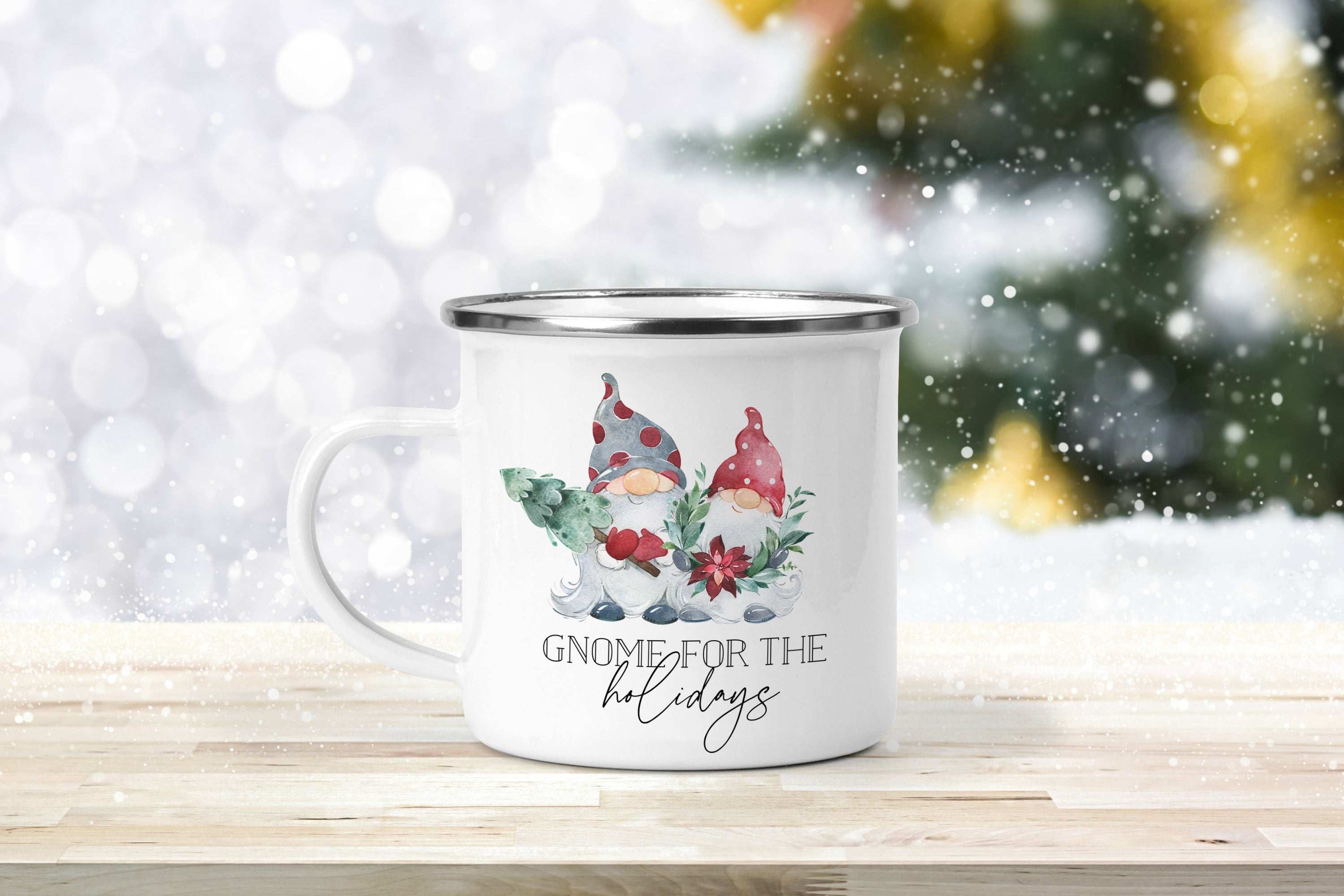 Gnome for the holiday Enamel Mug Creativien mugs Shopify Collective